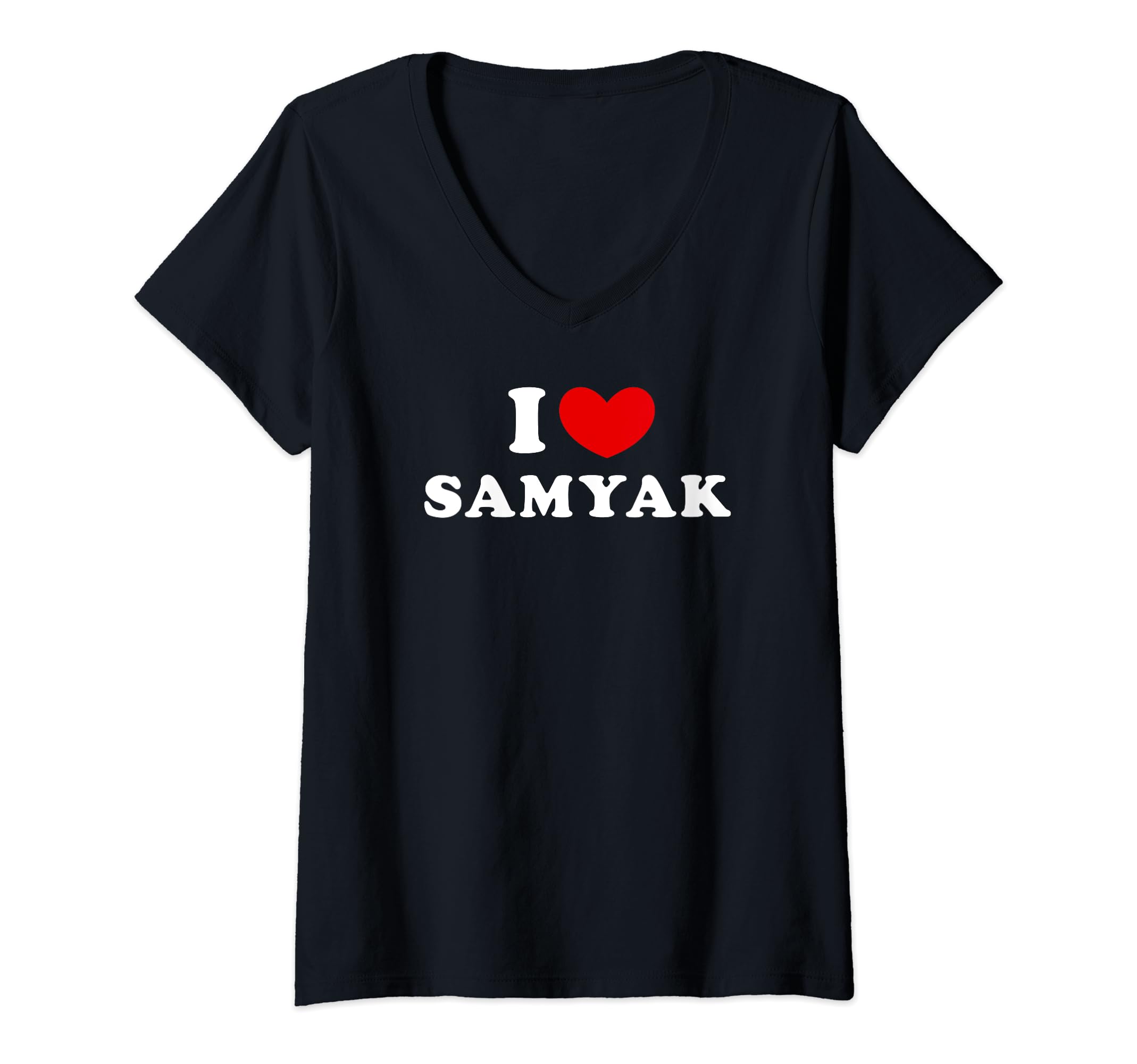 Womens I Love Samyak, I Heart Samyak V-Neck T-Shirt