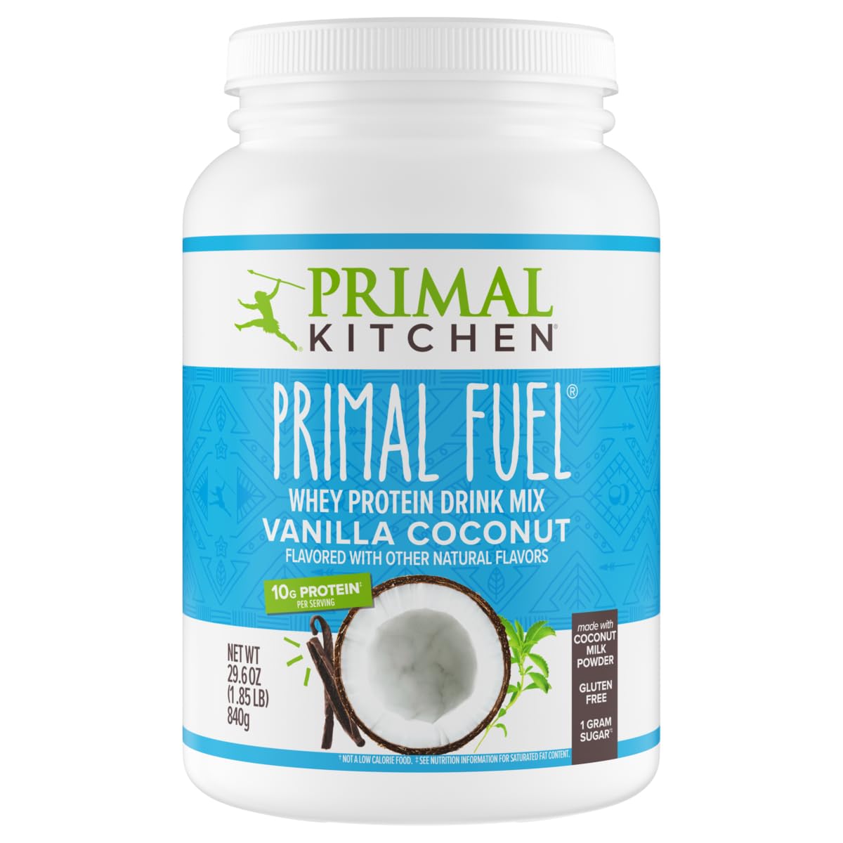 Primal KitchenPrimal Fuel Vanilla Coconut Whey Protein Drink Mix, Gluten and Soy Free, 1.85 Pounds