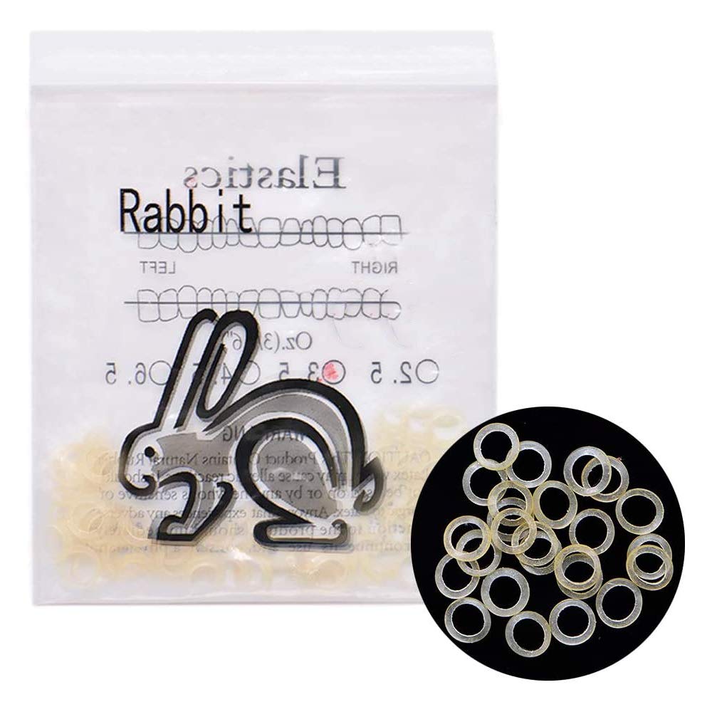 Angzhili2 Packs(200pcs) Dental Elastic Rubber Bands Orthodontic Elastics Braces Teeth Gap (Rabbit 3/16")