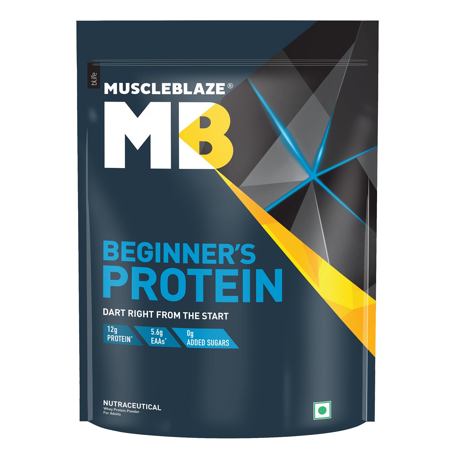 MuscleBlaze Beginner's Whey Protein (Chocolate, 1 kg / 2.2 lb) No Added Sugar, Faster Muscle Recovery & Improved Strength