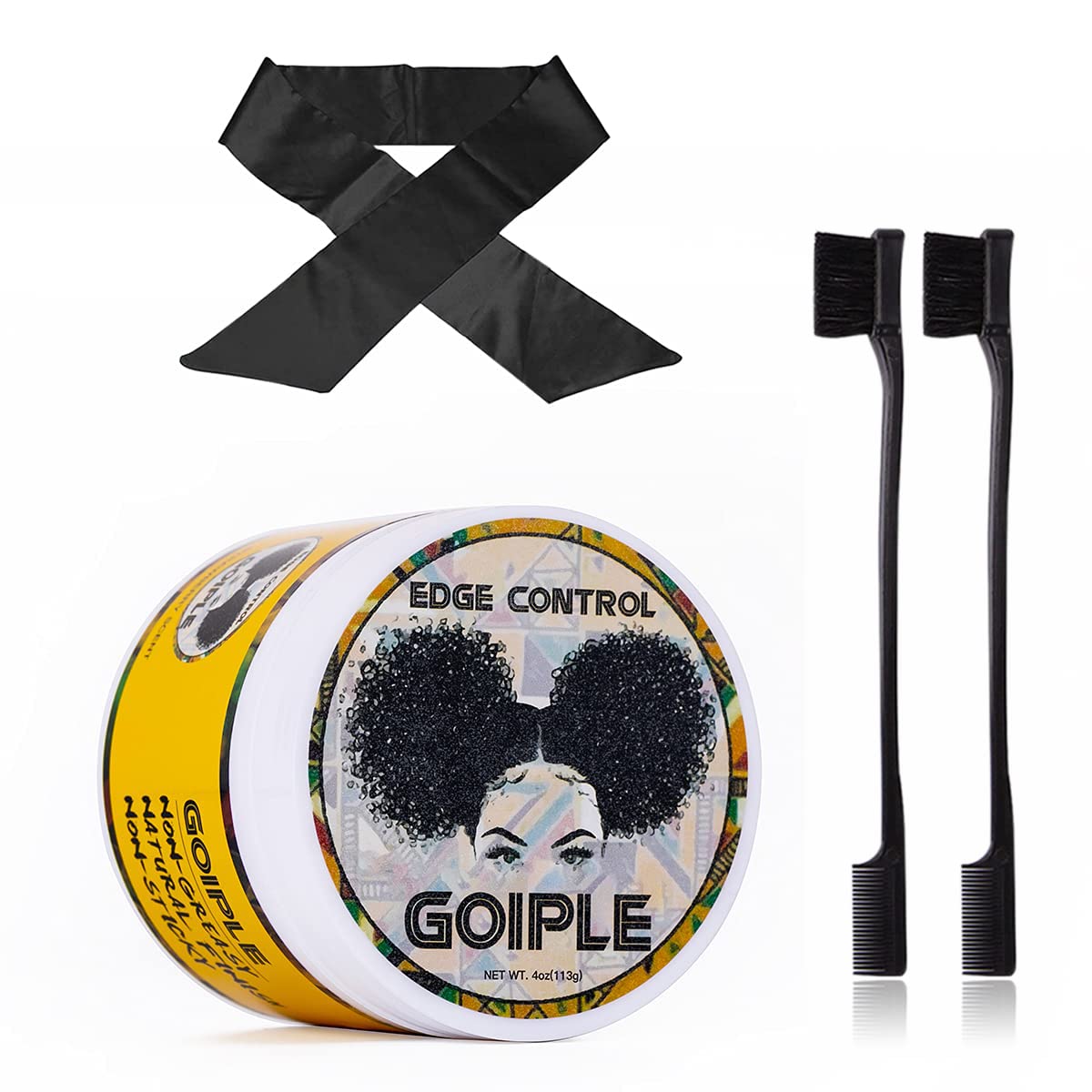 GoipleEdge Control Wax for Women Strong Hold Non-greasy Edge Smoother (4oz+Brush+Scarf)