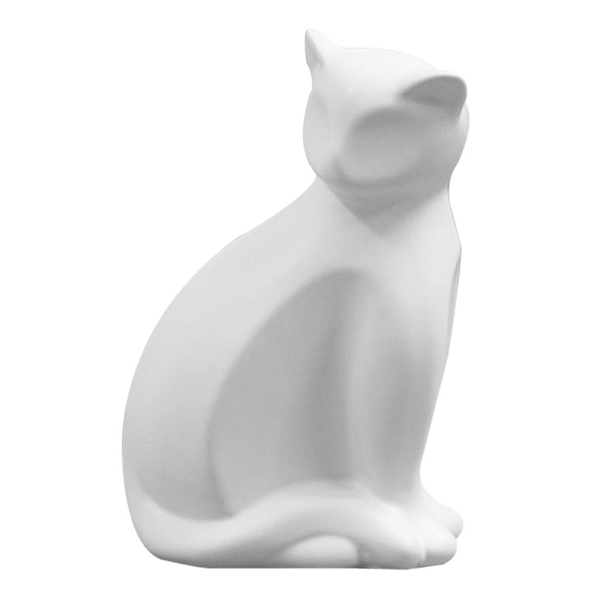 ECYCMinimalist Ceramic Lucky Cat Statue Living Room Desk Animal Figurine Decoration, White