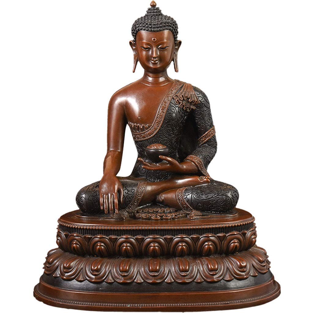 Meditative Buddha Meditating Shakyamuni Buddha Statue Buddha Sculpture With Bronze Finish Look- 12-Inch Collectible Praying Figurine Decorations Statue