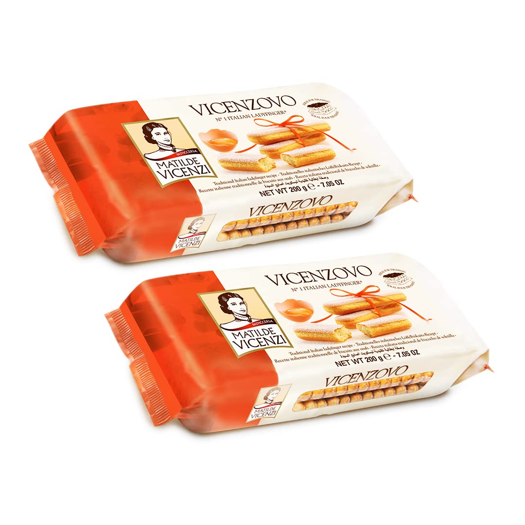 MATILDE VICENZI Vicenzovo Ladyfinger | GMO Free | No Preservatives & No Artifical Colours - 200gm(Pack of 2)