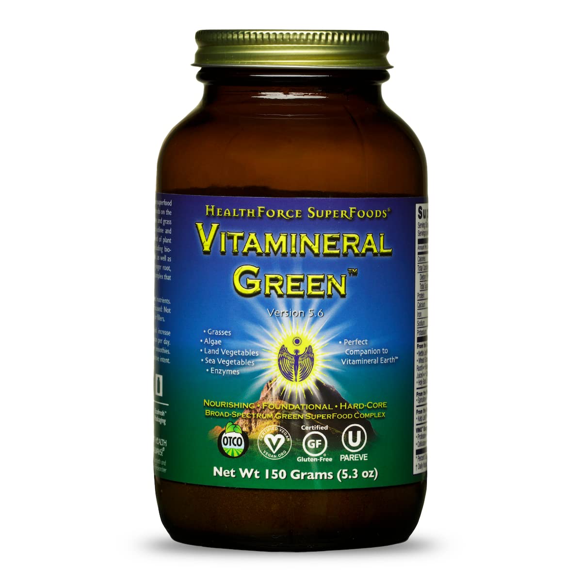 HEALTHFORCE SUPERFOODSVitamineral Green Powder - 150 Grams - All Natural Green Superfood Complex with Vitamins, Minerals, Amino Acids & Protein - Vegan, Gluten Free - 15 Servings