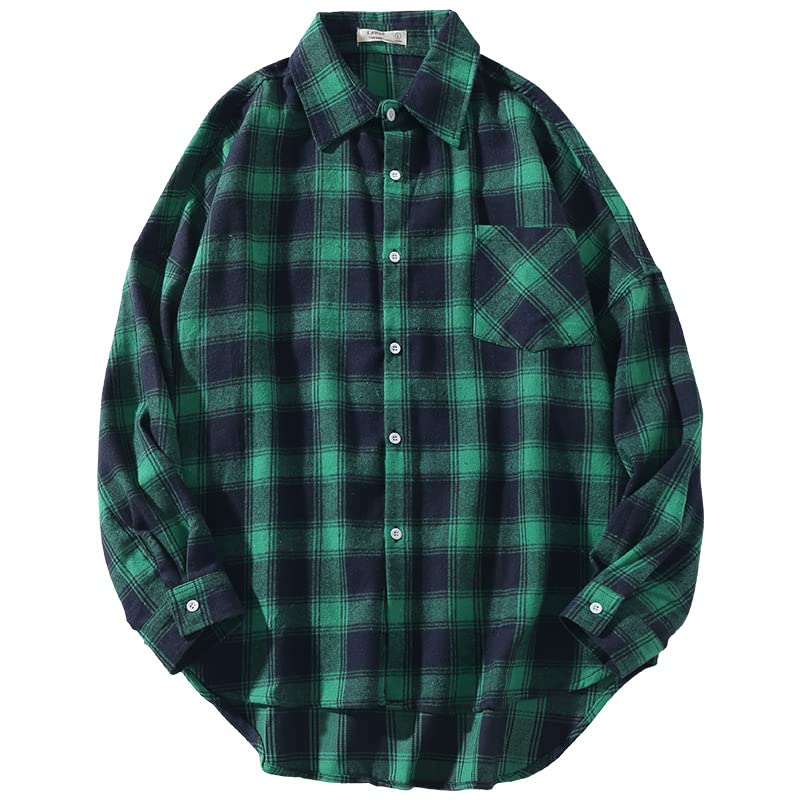 SEGANUP Men Long Sleeve Plaid Flannel Shirt Button-Down Shirt Jacket Fall Winter with Pocket