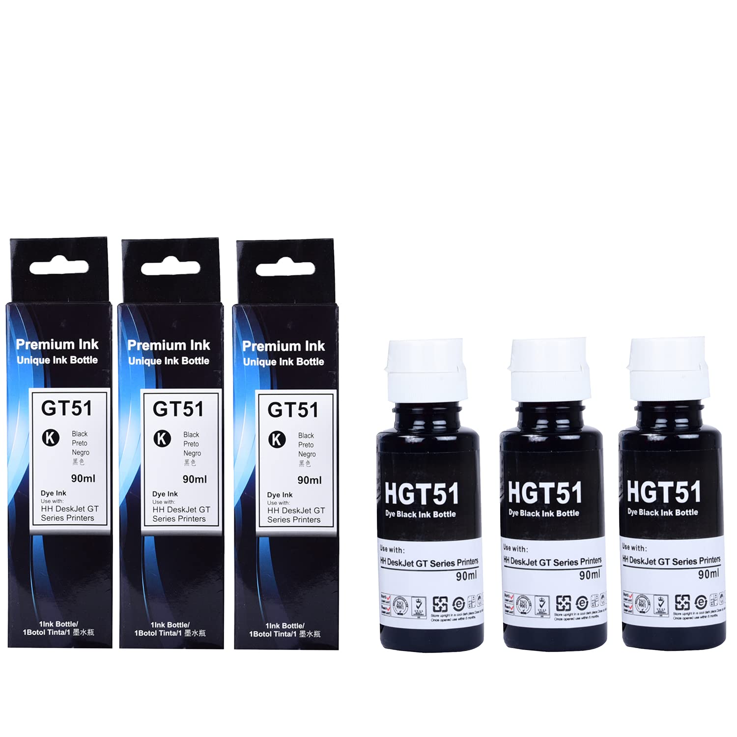 R C Print Ink Compatible for Hp 310 315 319 410 415 419 5810 5820 5821 Inktank Printers (Its Cap Automatically Fill/Shut) (Black 3 PC 90 ML Each)