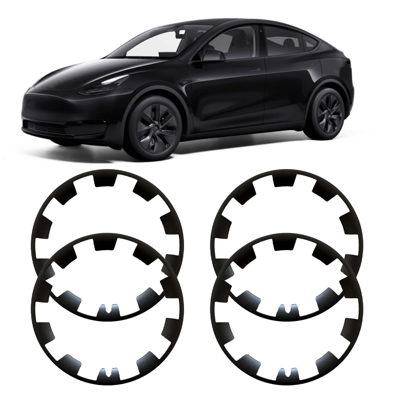 Wheel Rim Protector compatible with Tesla Model Y, 20inch ABS Hub Cap, 4Pcs Rim Guard Cover Car Protection for Model Y 20inch,Hub Centre Caps Replacement(Black)