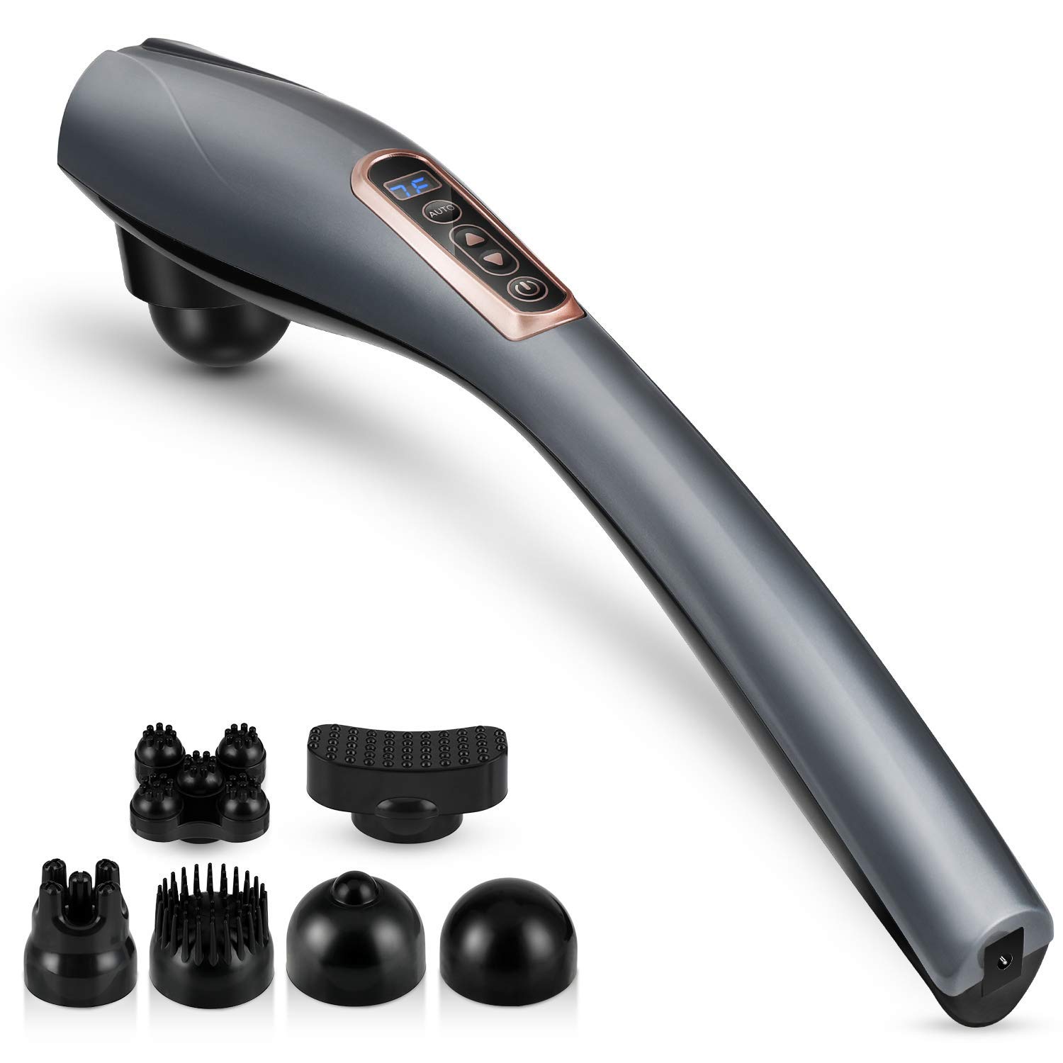 Go-Go Handheld Back Massager - Cordless Deep Tissue Percussion with 6 Interchangeable Nodes, 1 for Neck, Shoulder Joint Pain Relief