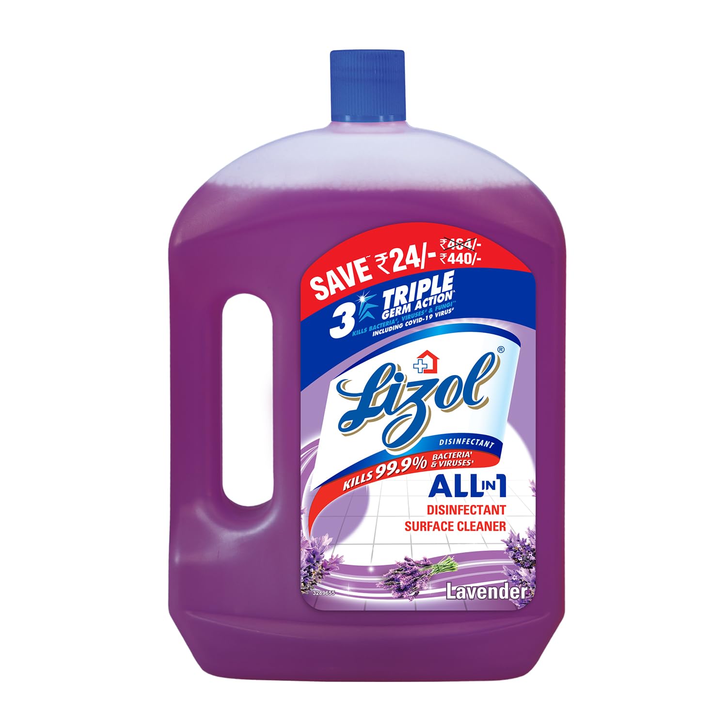 Lizol 2 Litre - Lavender, Disinfectant Surface & Floor Cleaner Liquid | Suitable for All Floor Cleaner Mops | Kills 99.9% Germs| India's #1 Floor Cleaner