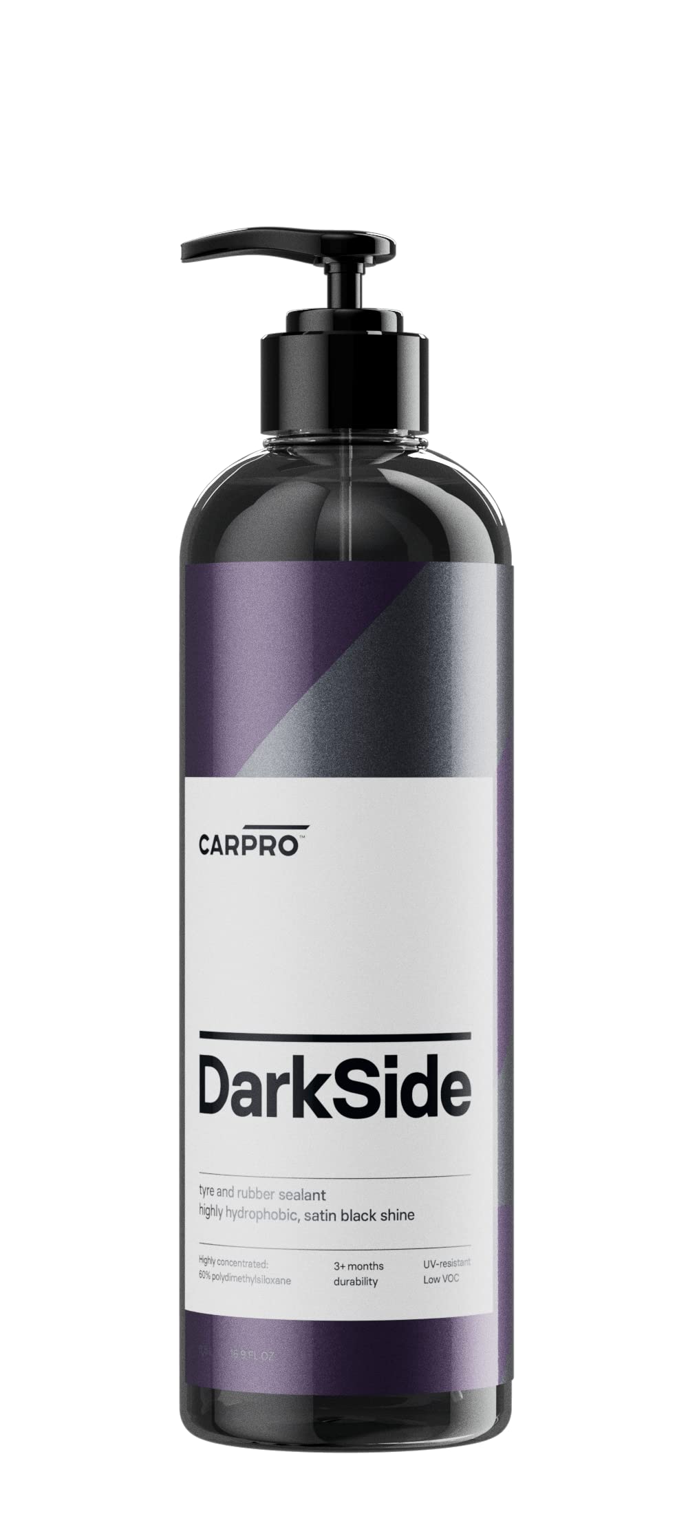 CARPRO Darkside - Tire & Rubber Sealant, Hydrophobic & Self-Cleaning, Satin Black Shine, UV Protection, Revives Dull Faded Rubber, Ready to Use - 500mL (17oz)