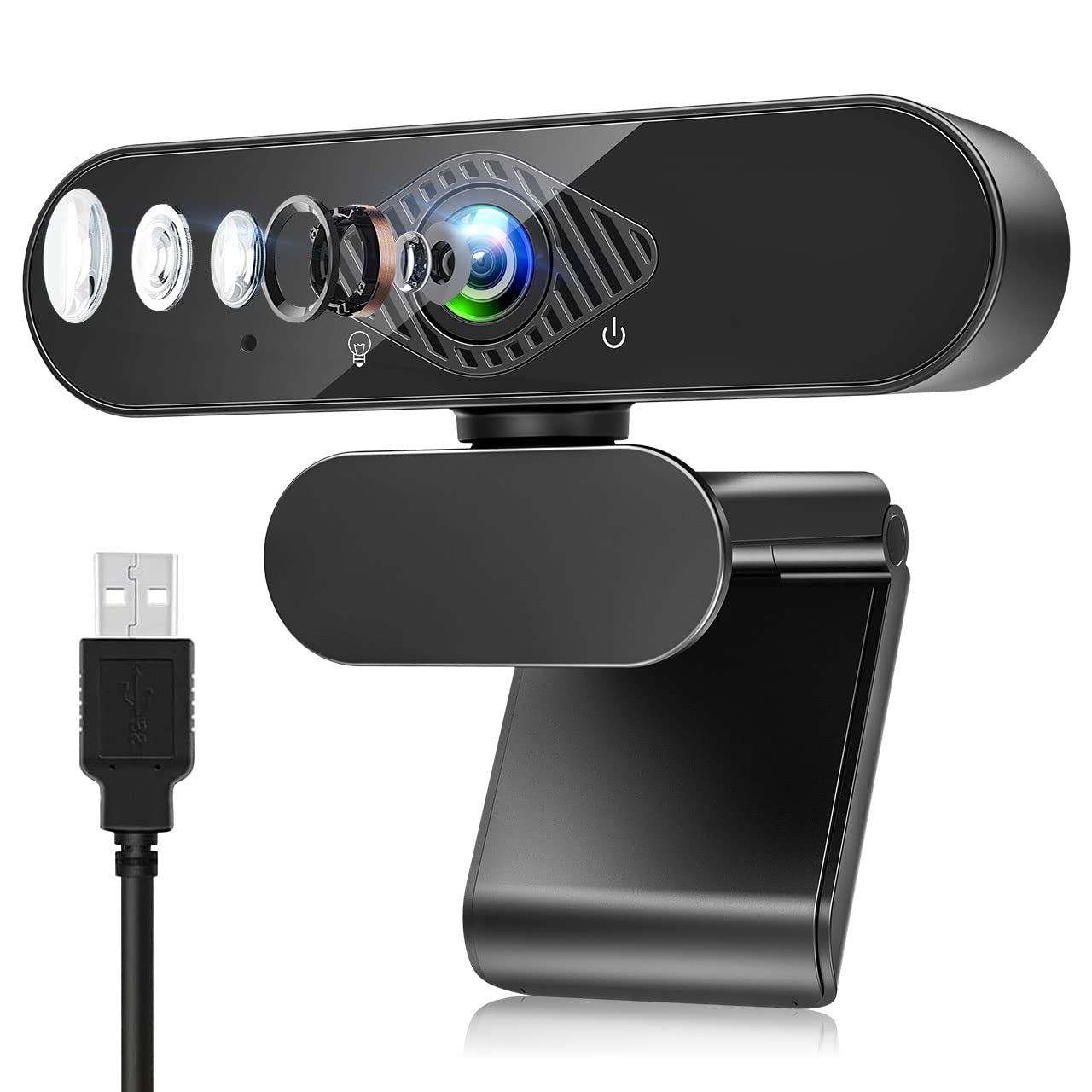 Dancial USB Webcam, 1080P Streaming Webcam with Microphone for PC,MAC, Laptop, Plug and Play Web Camera for Youtube,Skype Video Calling, Studying, Conference