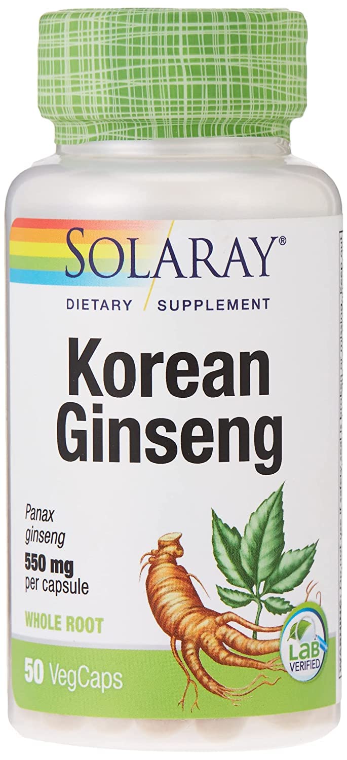 SOLARAYKorean Ginseng 550 Mg, 50 Vegetable Capsules