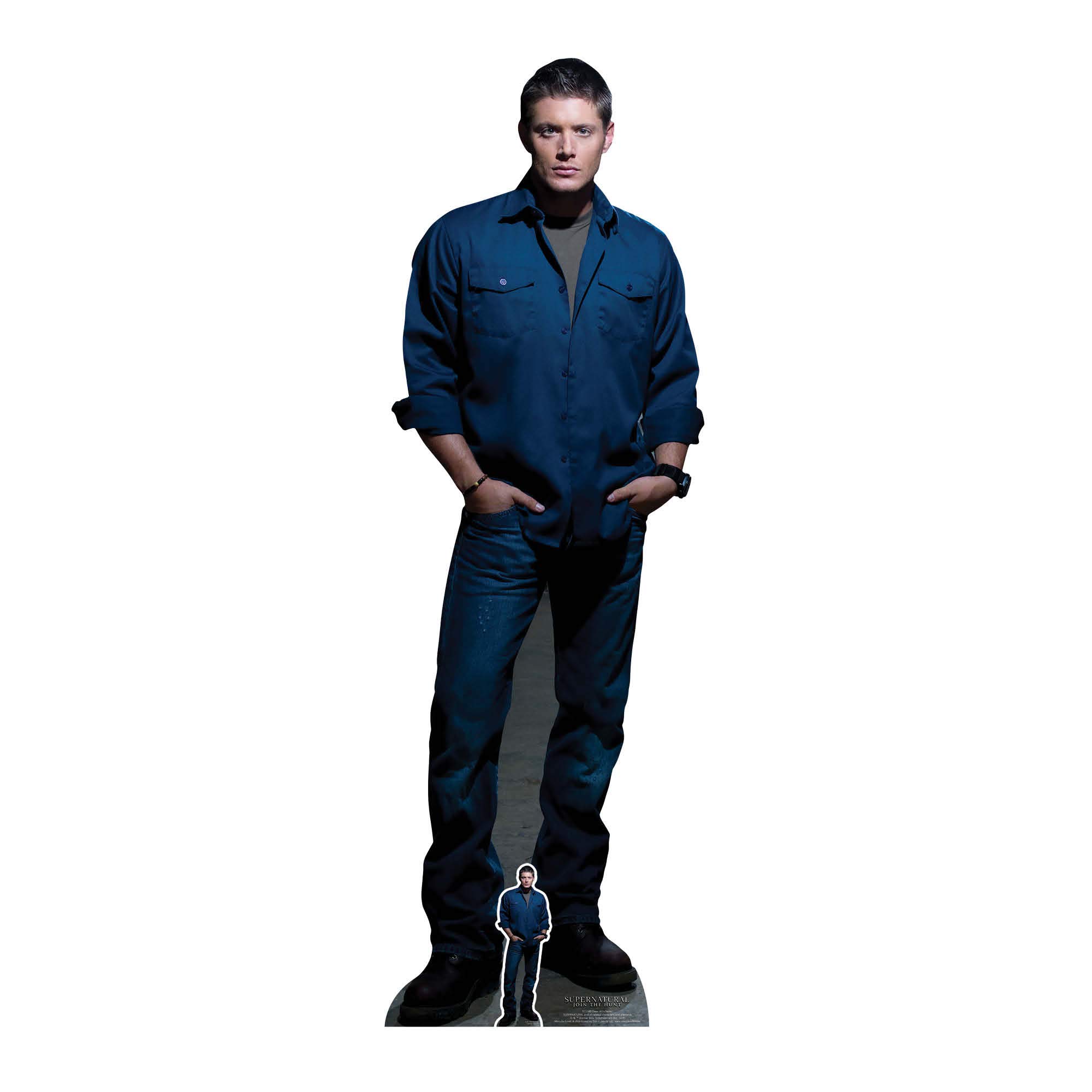 STAR CUTOUTSSC1349 Dean Winchester Blue Shirt - Jensen Ackles - Supernatural Life Size Cardboard Cutout