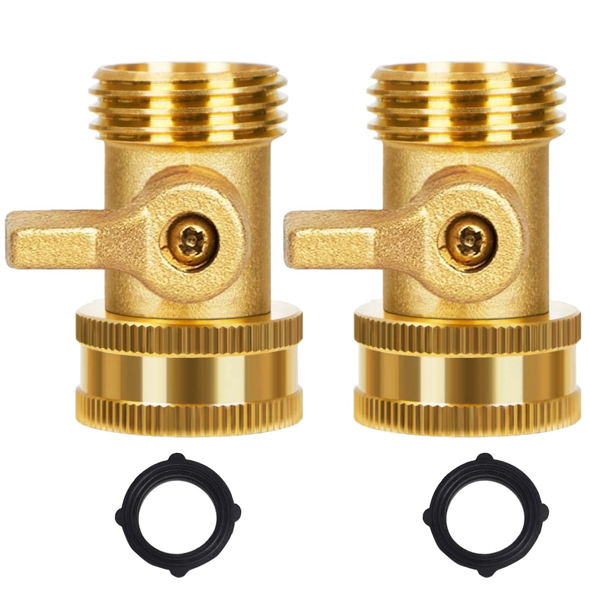 Heavy Duty Brass Shut Off Valve, 3/4 Inch Solid Brass Garden Hose Valve Water Hose Shut Off Valves, 2 Packs