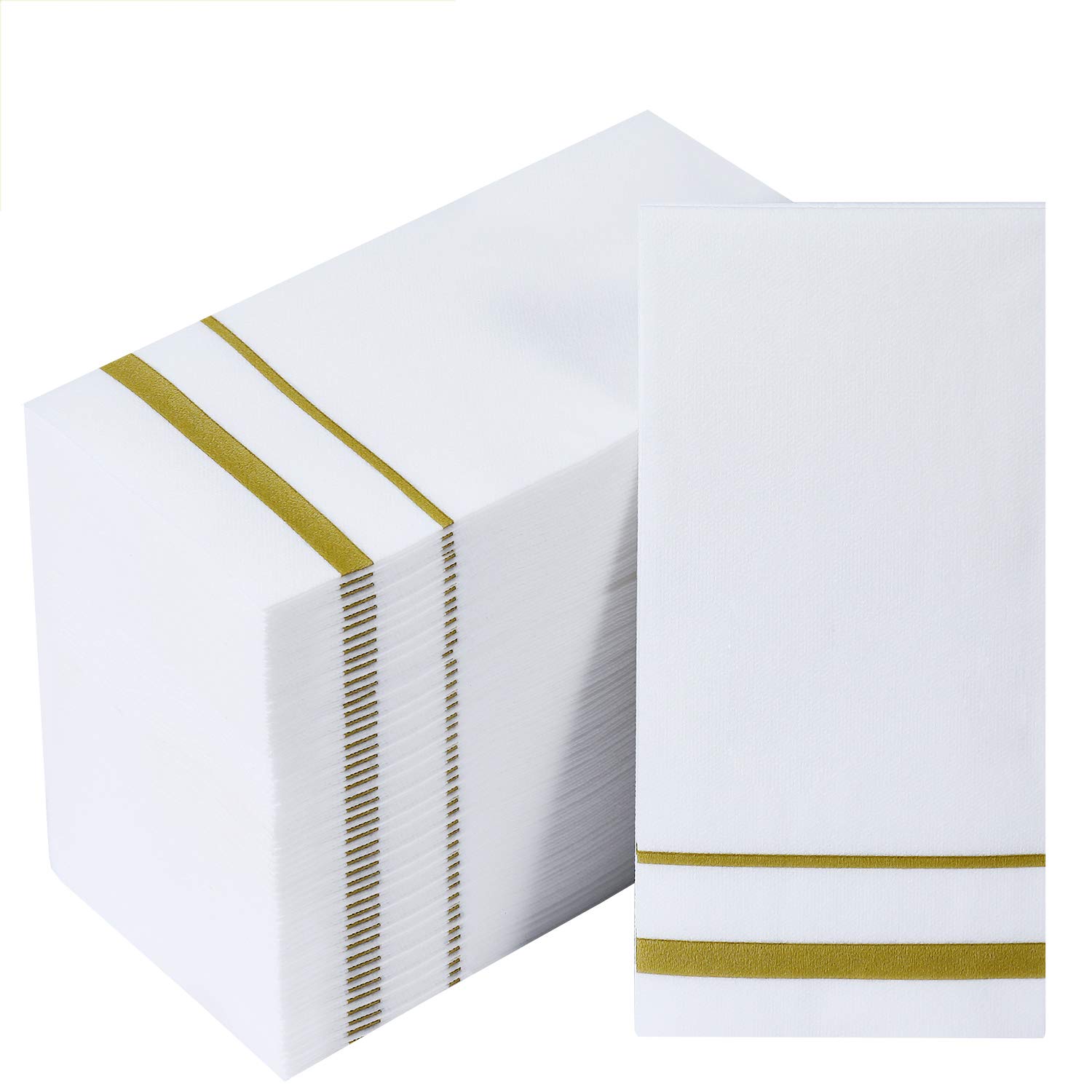 FOCUSLINE 200 Linen Feel Disposable Bathroom Napkins, Soft and Absorbent Paper Guest Towels, Cloth-Like Hand Towels Decorative Paper Napkins for Parties, Weddings, Dinners or Events, Gold, 12" x 17"