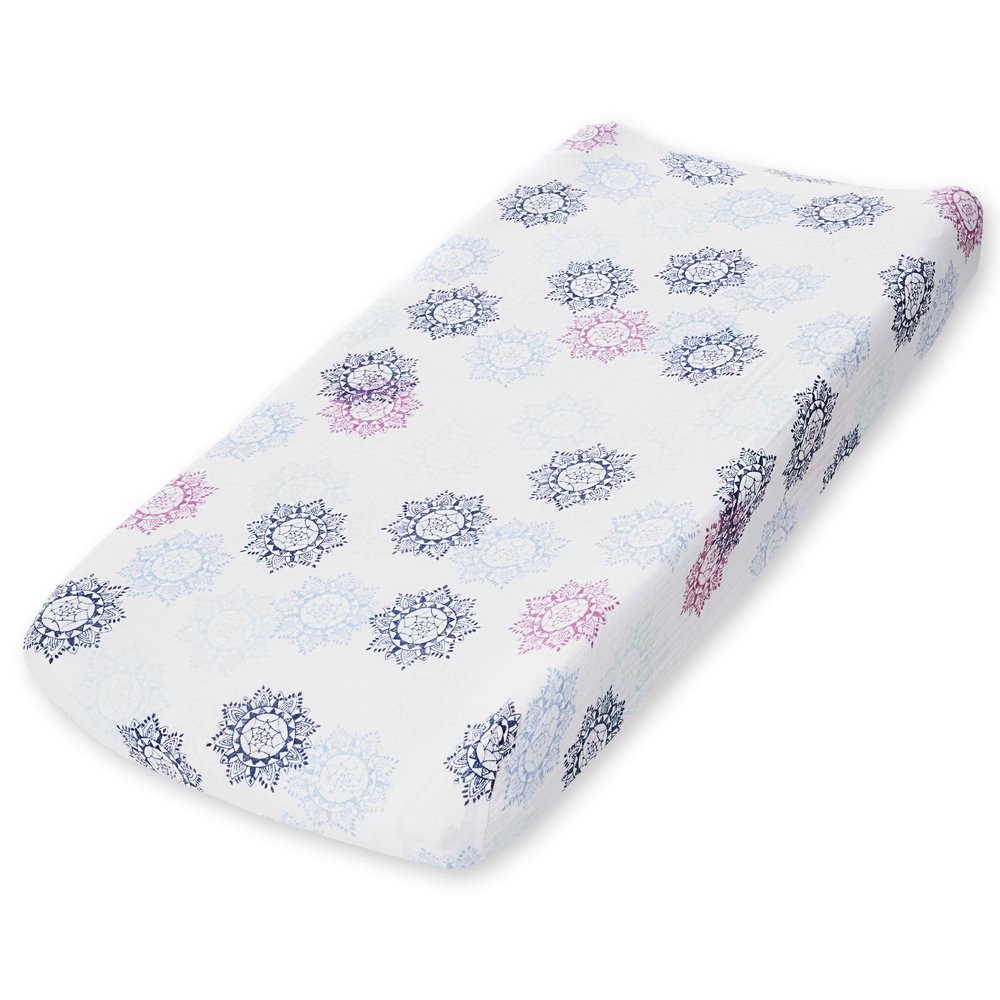 aden by aden + anais changing pad cover single, pretty pink - medallion