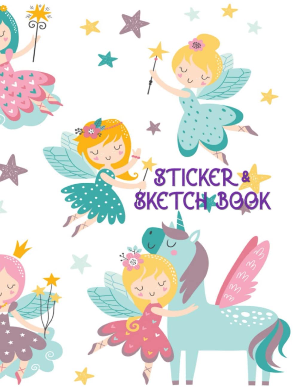 Sticker & Sketch Book: Unicorn Sticker Book for 8-12 Year-Old Girls, Birthday Gift Ideas, Blank Notebook,