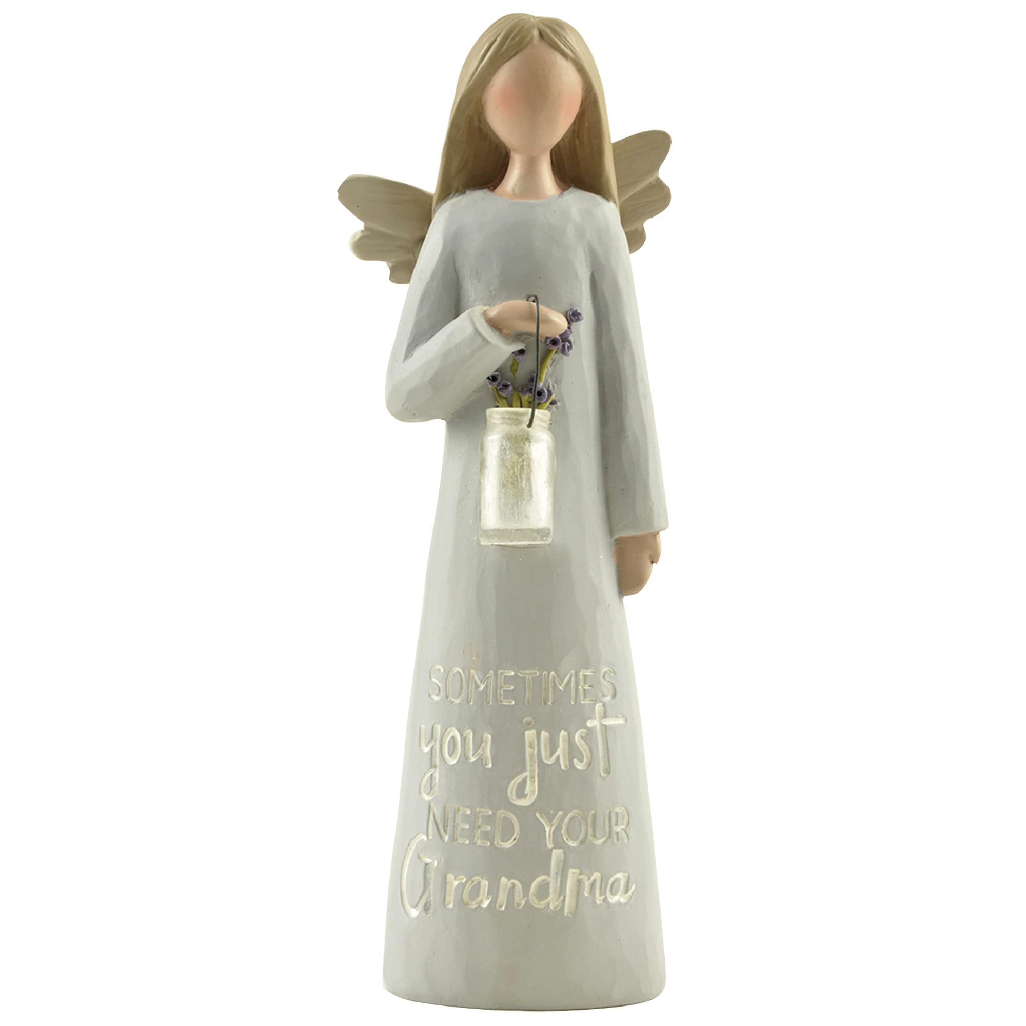 Feather & Grace Angel Holding Clear Vase, Figurine for Grandma, Statue for Home or Room Decor, Guardian Angel Ornament Gifts for Her - Resins - Multi, One Size