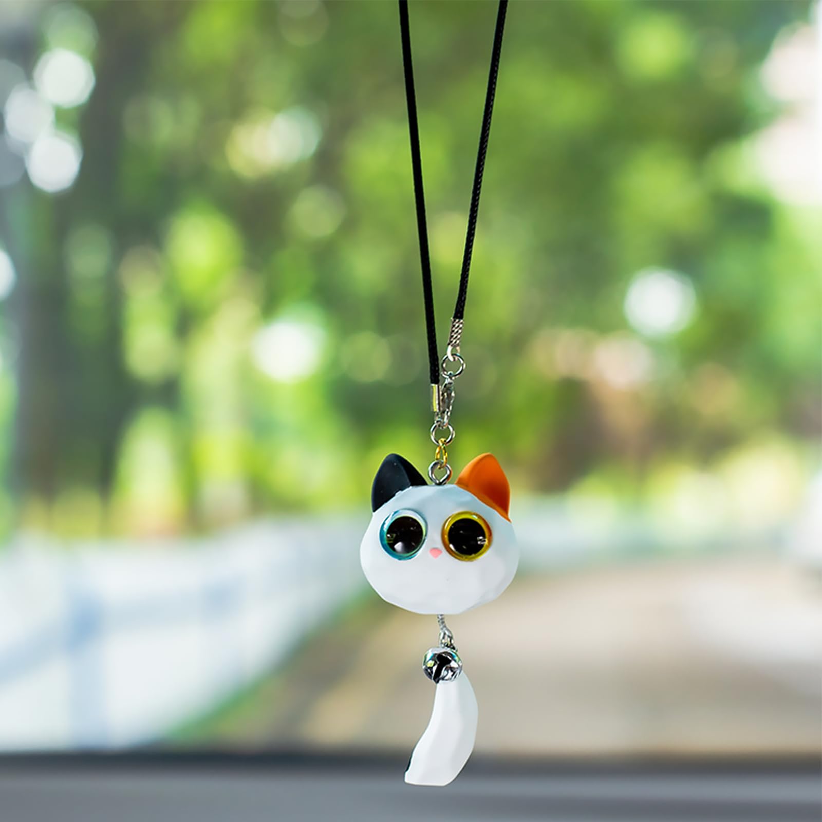 Lovely Swinging Kitten Car Pendant,Cute Kitten Car Rearview Mirror Hanging Ornament Auto Interior Home Decoration Accessories Birthday Gift for Family Friends Birthday Gift for Family Friends,White