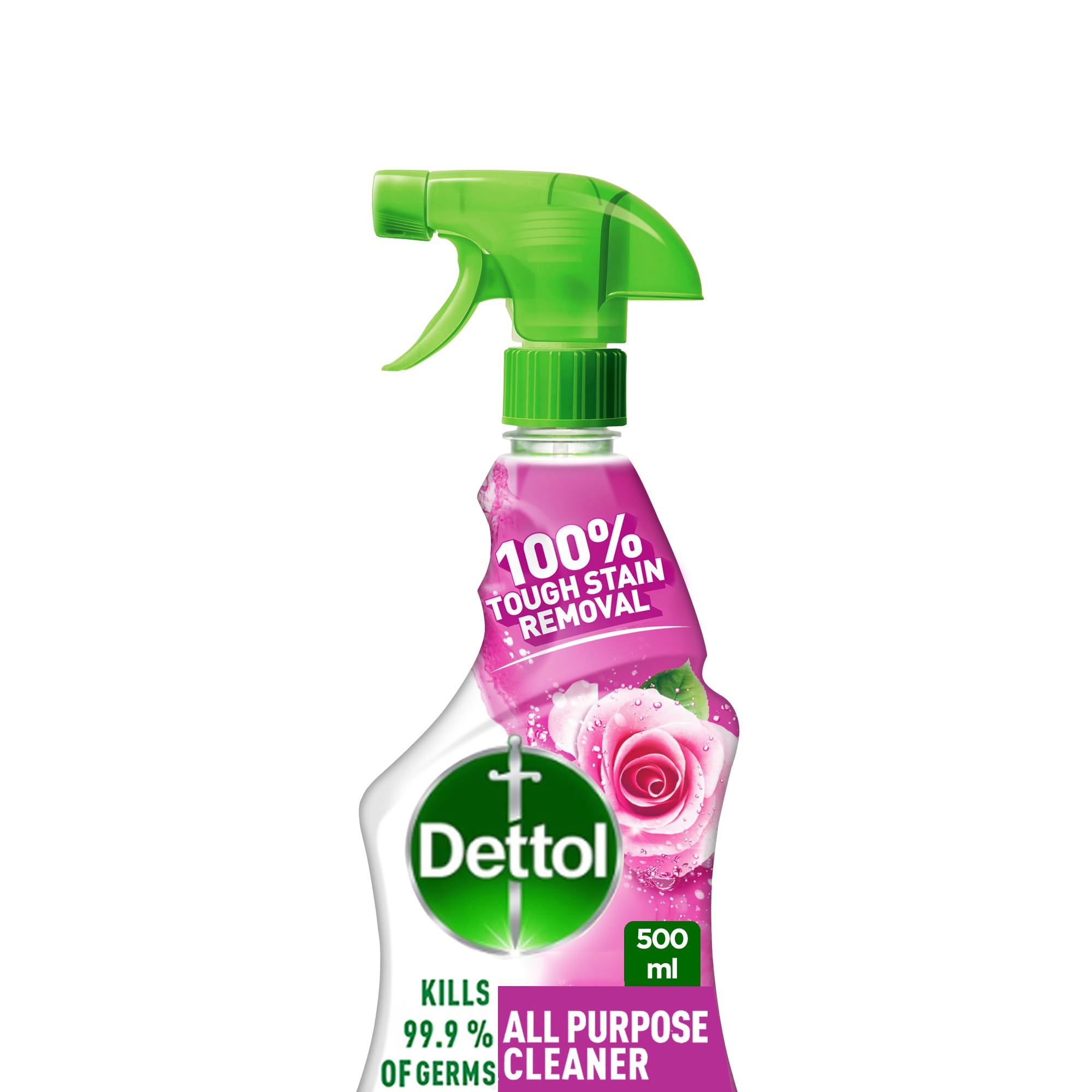 DettolRose Power All Purpose Cleaner for 100% Removal of Dirt & Grease (Kills 99.9% Germs), Trigger Spray Bottle – 500ml