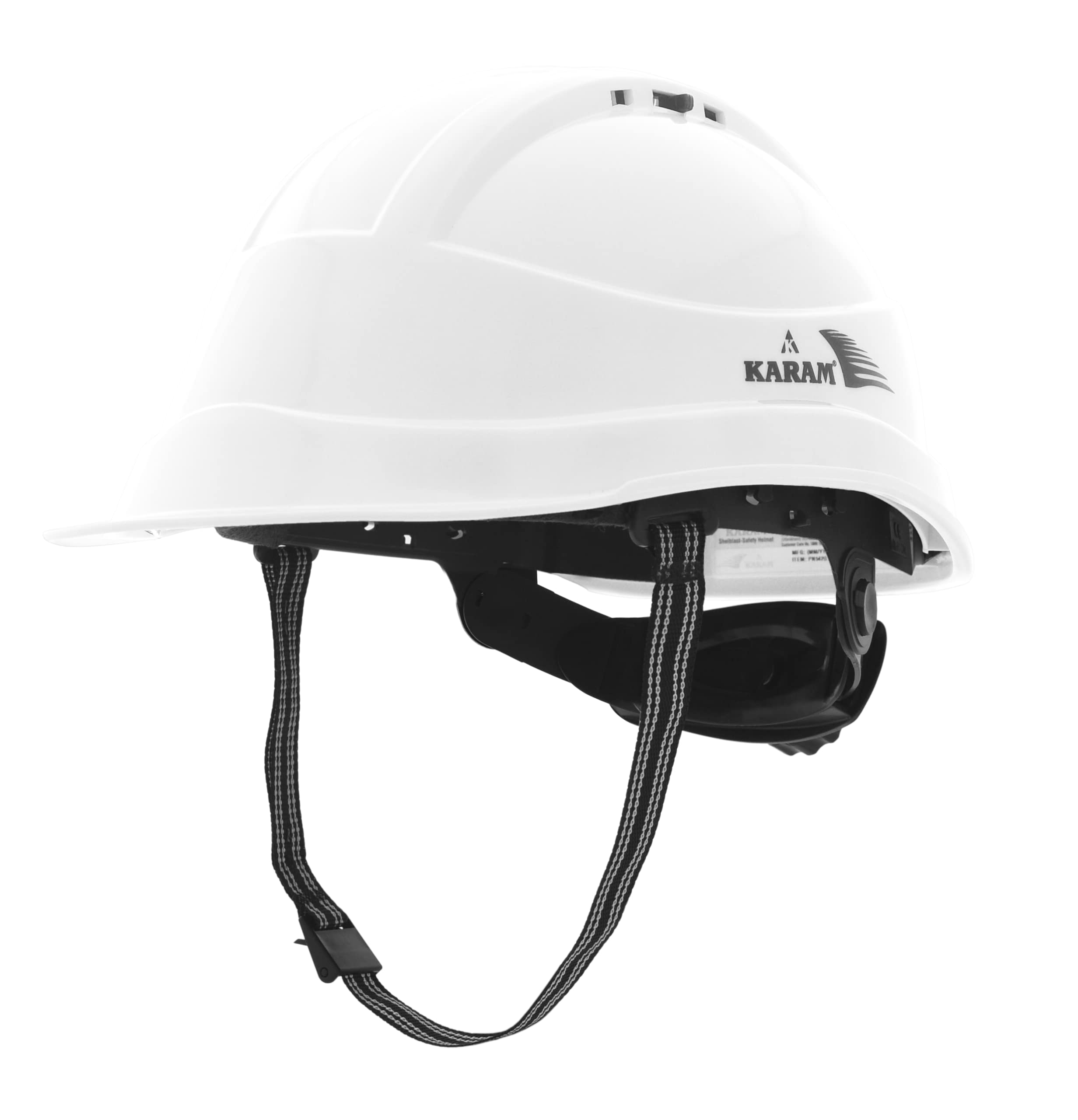 KARAM PN542 Safety Helmet for Men Industrial & Construction Helmet | Ratchet Type Adjustment with Adjustable Chin Strap | Ventilation & Side Slot for Attachment | EN Certified Hard Hat | Super White