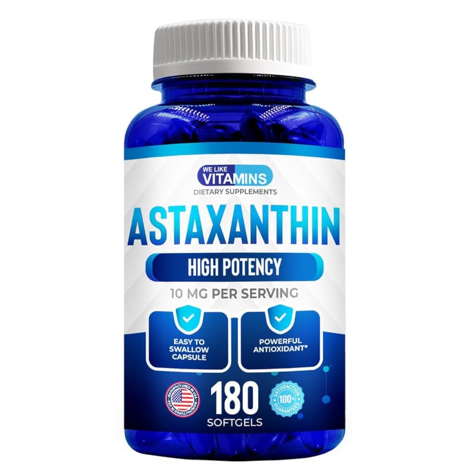 Best Value Pure and High Potency Astaxanthin 8mg 180 Capsules - Supports Antioxidant Health - Made in USA GMPC - Guaranteed Purity