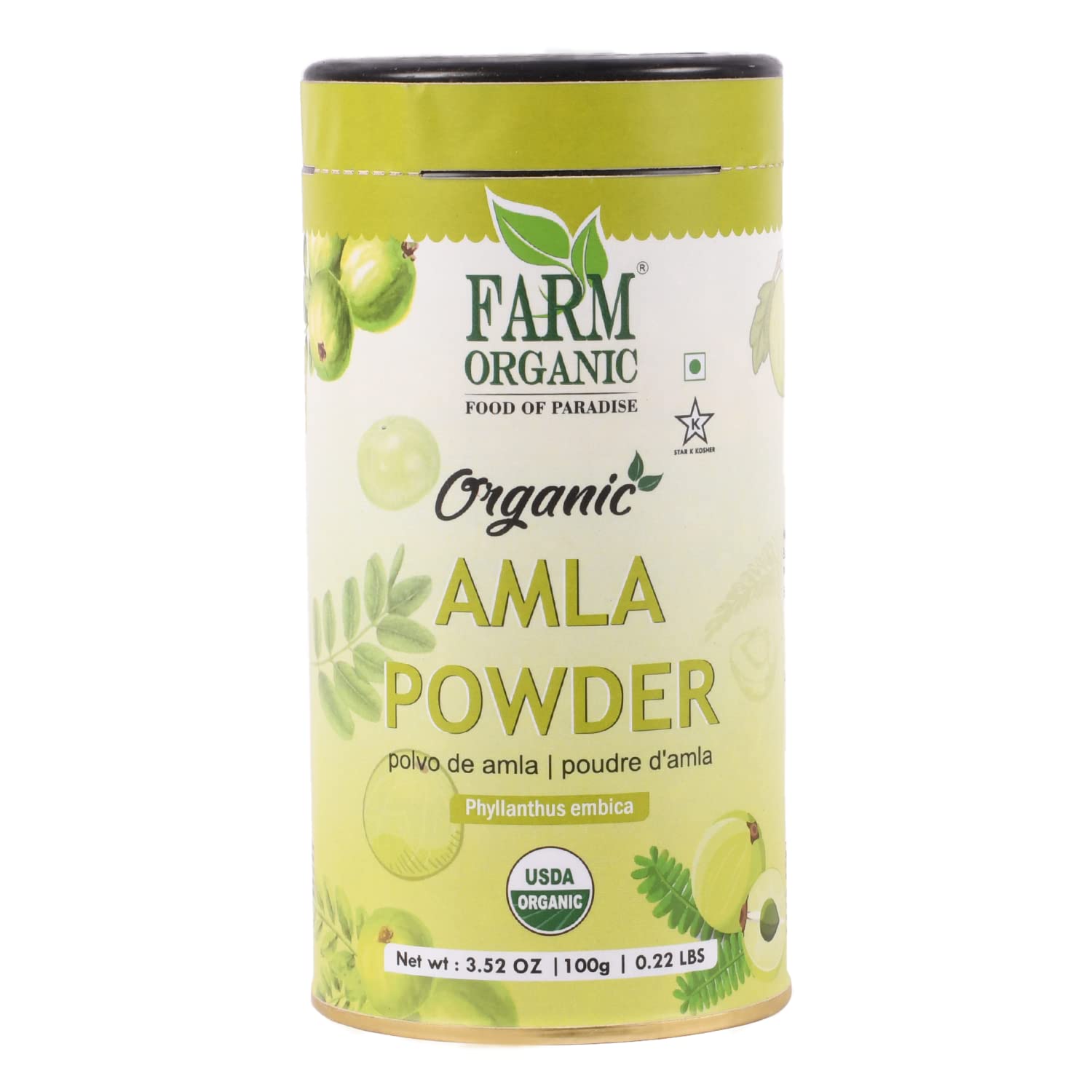 FARM ORGANICAmla Powder,100g,Gluten Free,Vegan,NonGmo,Halal