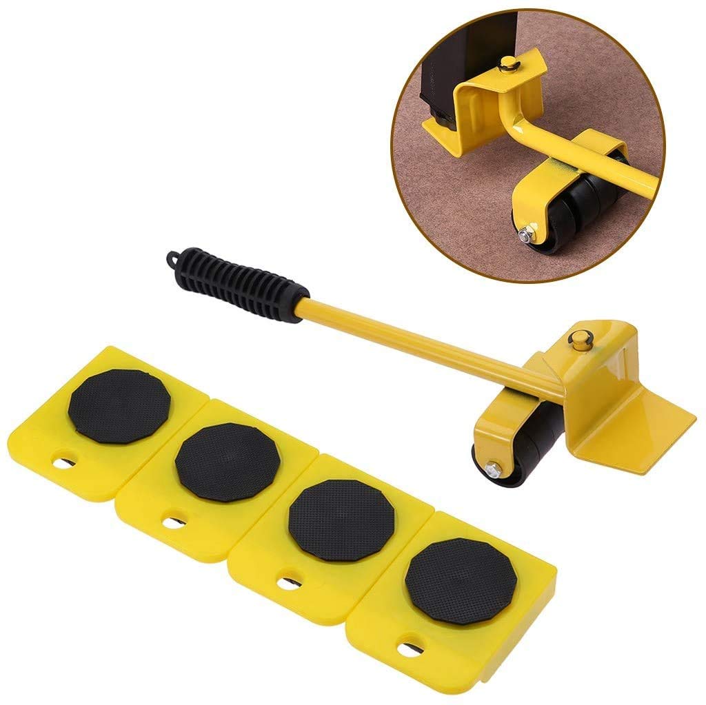 Furniture Slides Tools Kit Furniture Lifter Appliance Rollers Mover Furniture Dolly Roller Set for Heavy Duty Furniture Moving on Hardwood Floors - Yellow