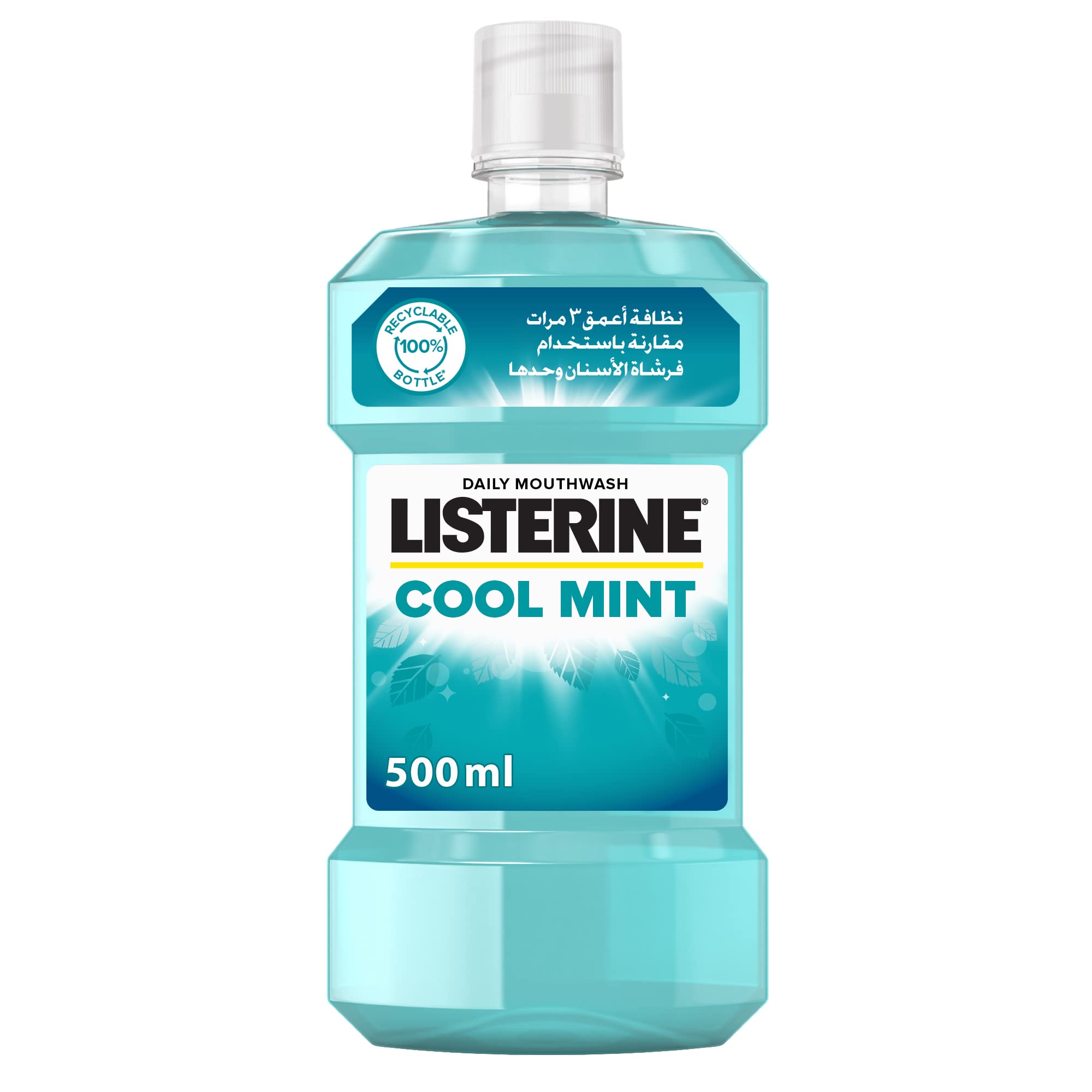 ListerineCool Mint Daily Mouthwash, Mint Flavour, 500ml