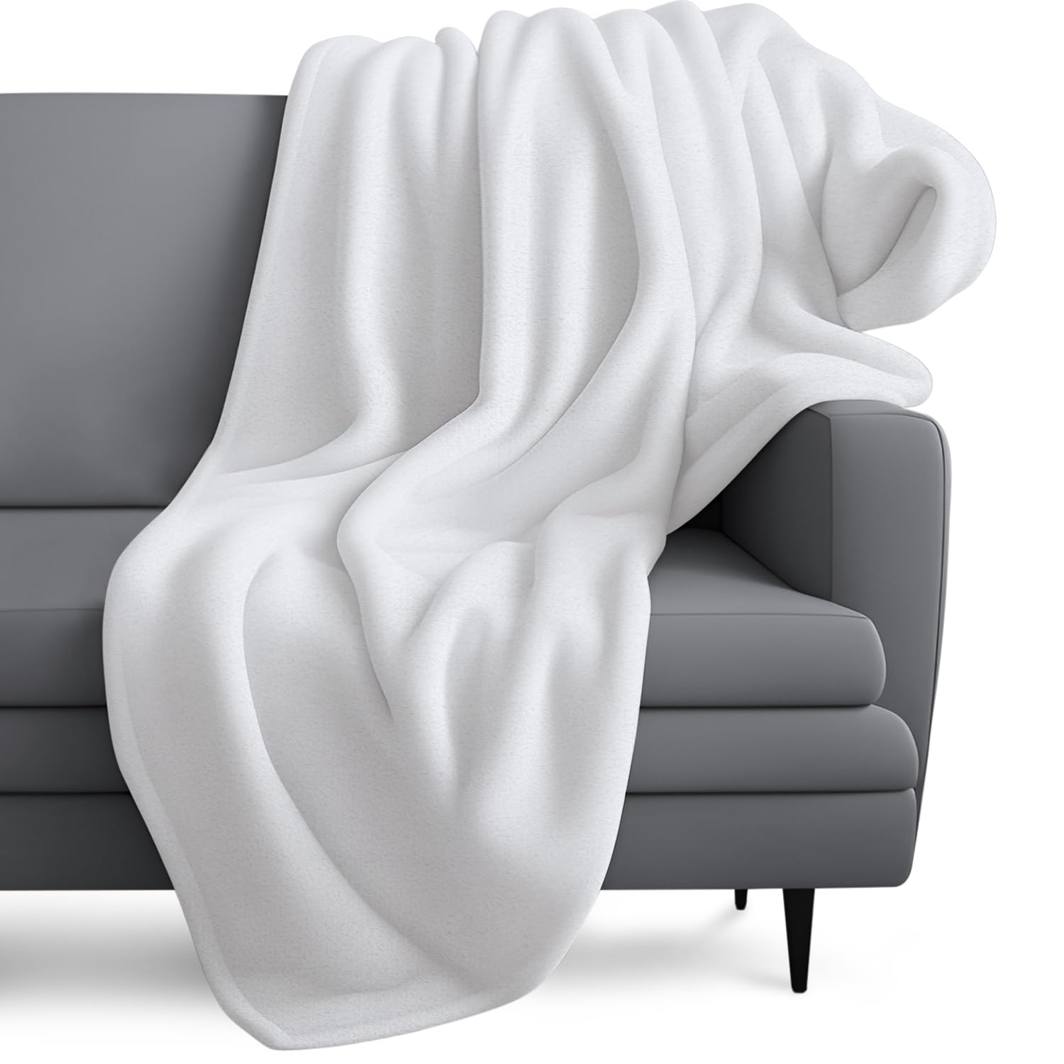 Christmas Blanket Extra Fluffy Soft Throw Blanket for Couch, Sofa, and Bed - and Plush Fleece Decorative Winter White Fur Christmas Blankets and Throws for Comfy Warmth - White 50" x 60