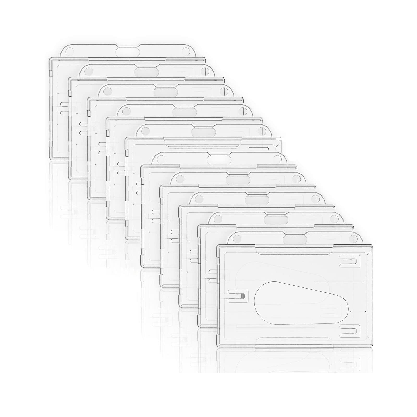 ID Card Badge Holder, 10 Pieces Clear Badge Holders Hard Plastic Card Holder ID Credit Card Protector with Thumb Slot