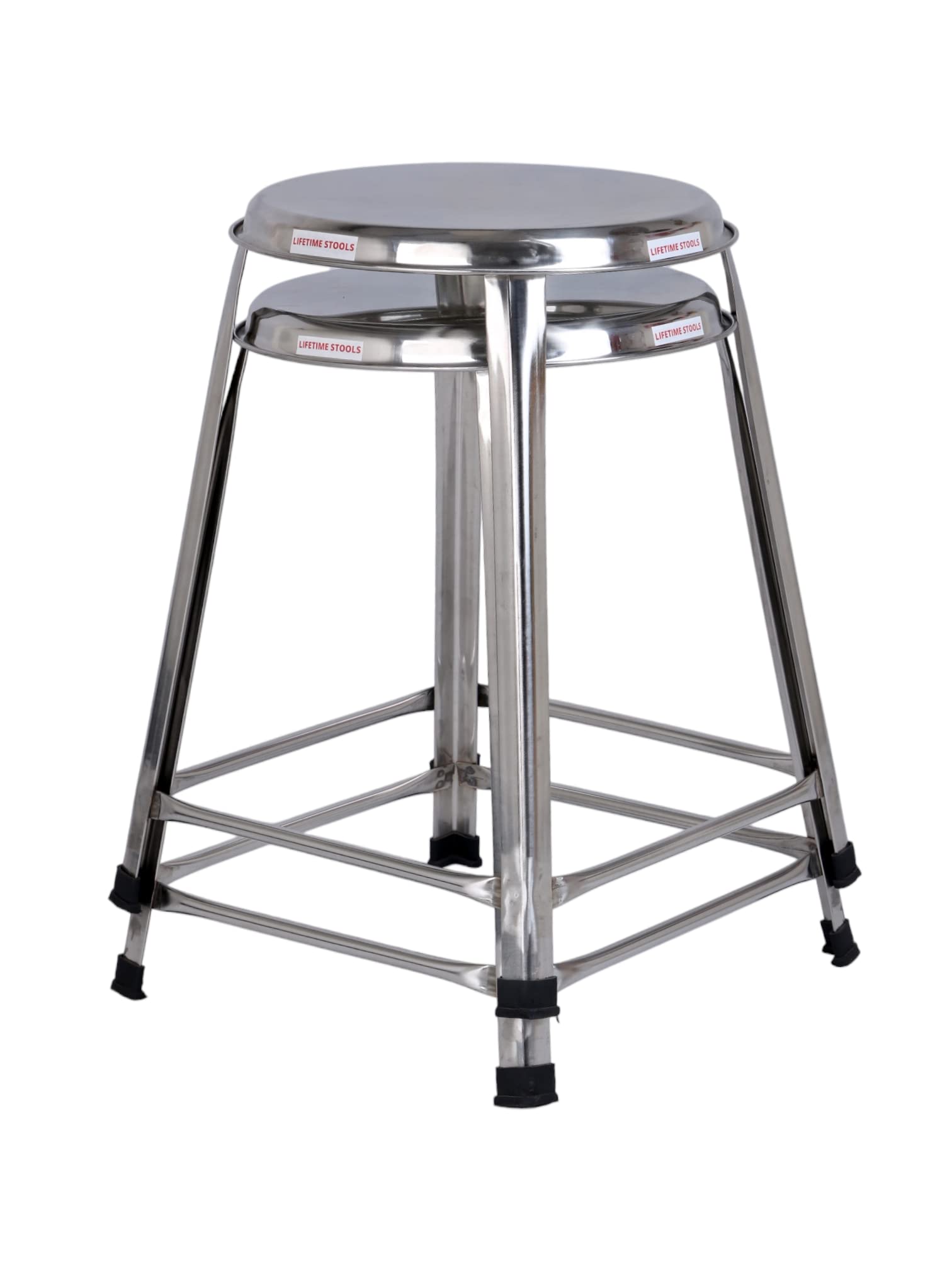 Lifetime Stools 18 inch Stainless Steel Stool for Sitting, Round Shape - Home,Doctor,Medical Stool/Salon Stool/Warehouse Stool/Garage Stool/Multipurpose Stool (Pack of 2)