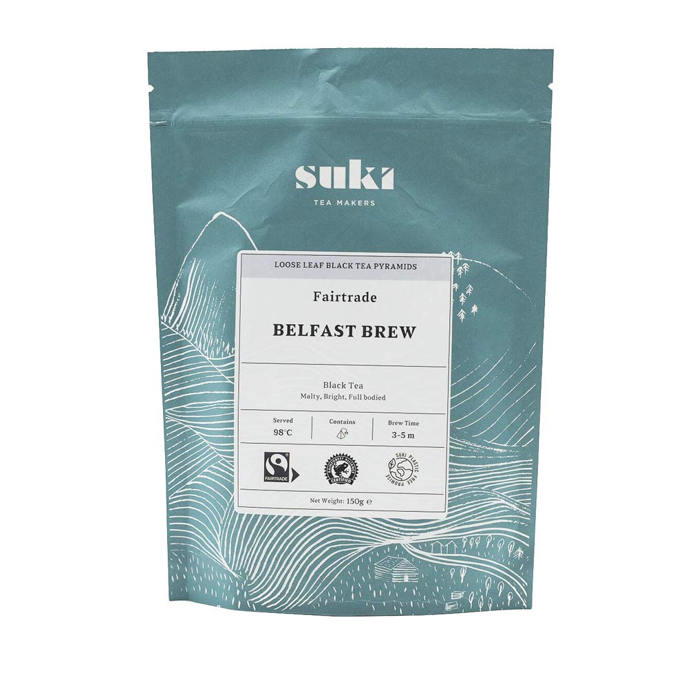 Suki Tea Belfast Brew - Pack of 50 Pyramid Tea Bags - Indian Assam and East African Black Tea Blend - Full Flavoured - Fairtrade - Great Taste - Infuses and Brews in 2-5 Minutes