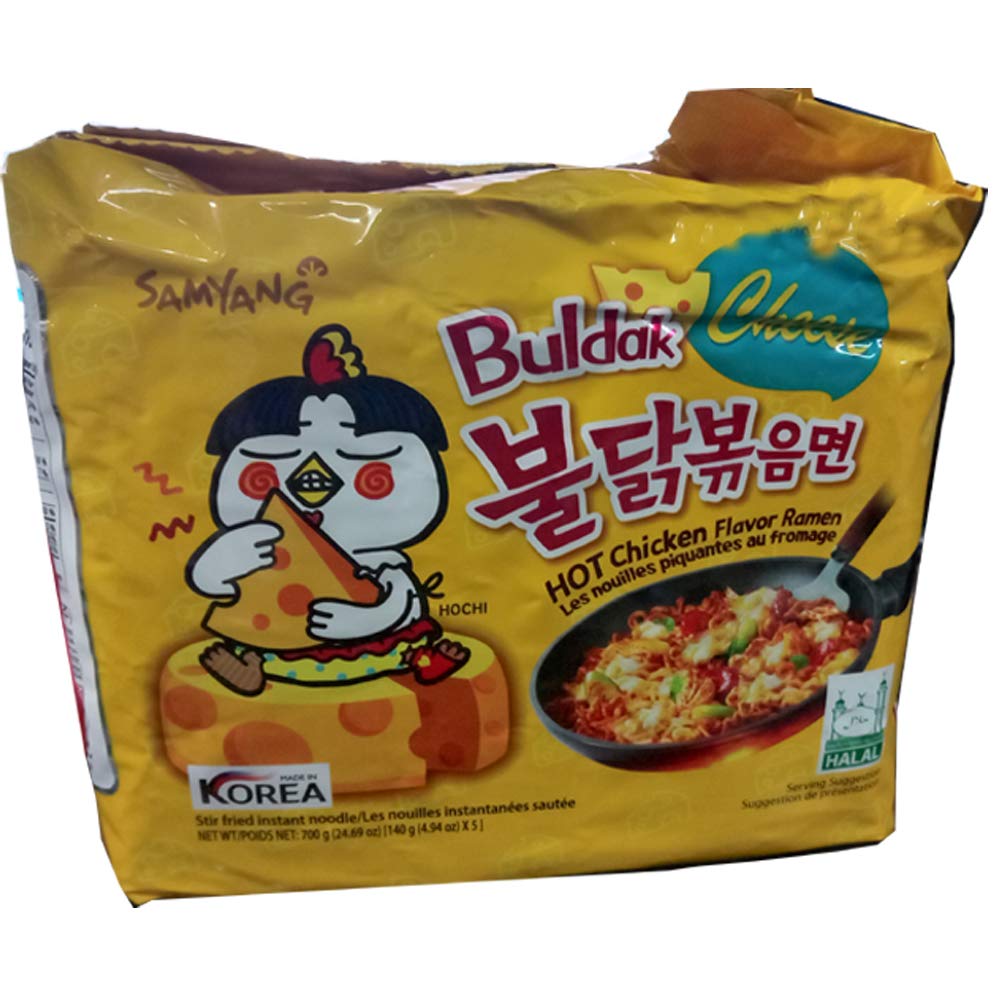 SAMYANG Hot Chicken Flavor Ramen Buldak Cheese Noodles, Pack Of 5, 700 grams