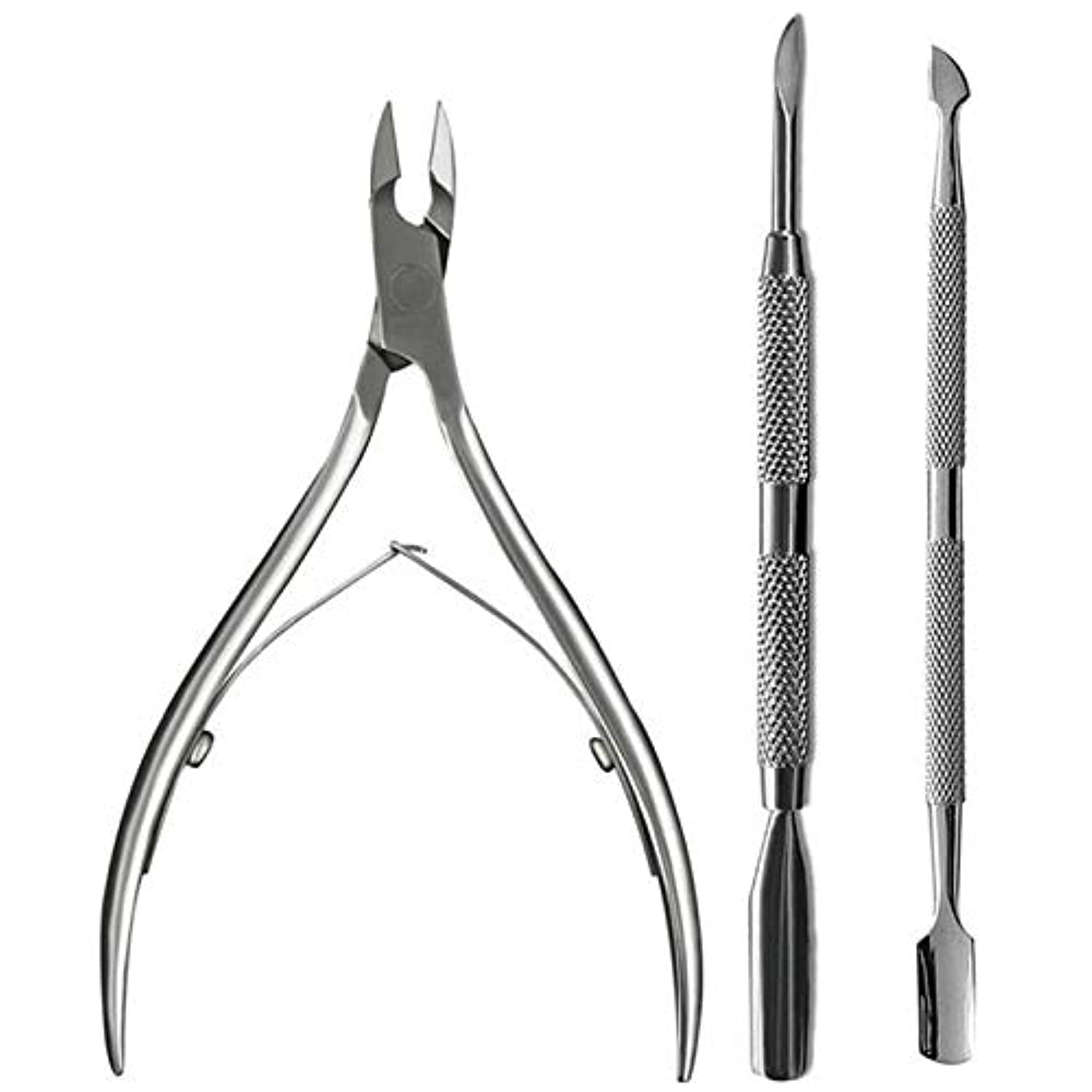 Stainless Steel Cuticle Nipper Clipper Nail Tool - Set of 3 Pieces