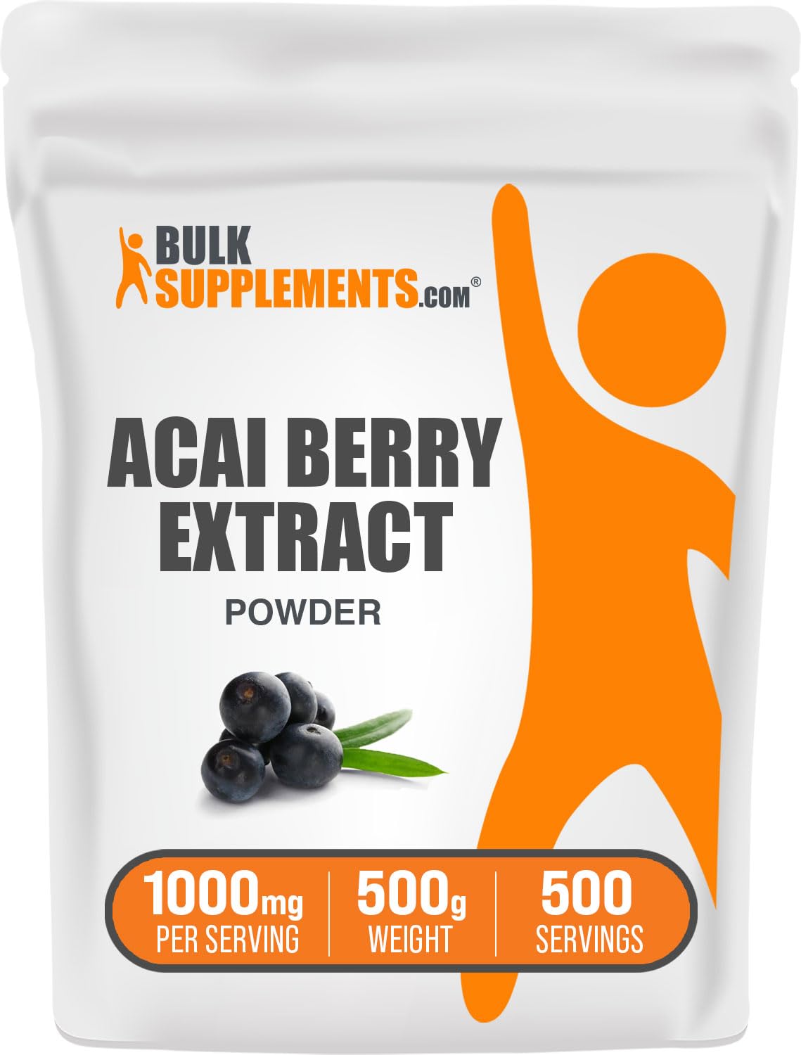 BulkSupplementsBulkSupplements.com Acai Berry Extract Powder - Antioxidants Supplement, Acai Powder - Acai Berry Powder, Gluten Free -1000mg per Serving, 500g (1.1 lbs) (Pack of 1)