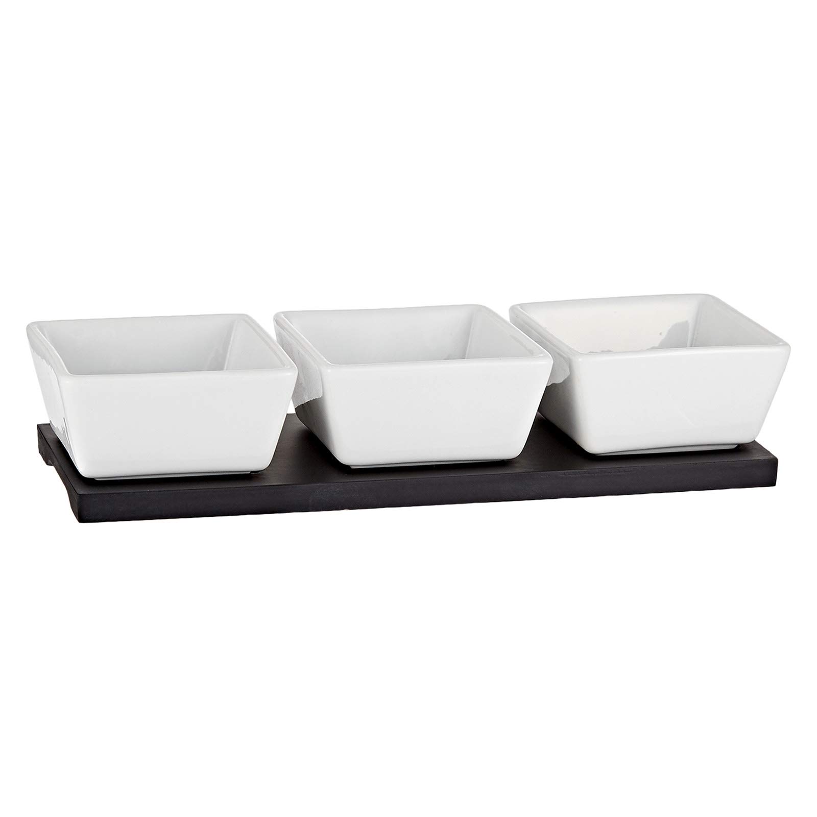 Harmony Mdf Snack Bowl With Tray Set Of 4, White