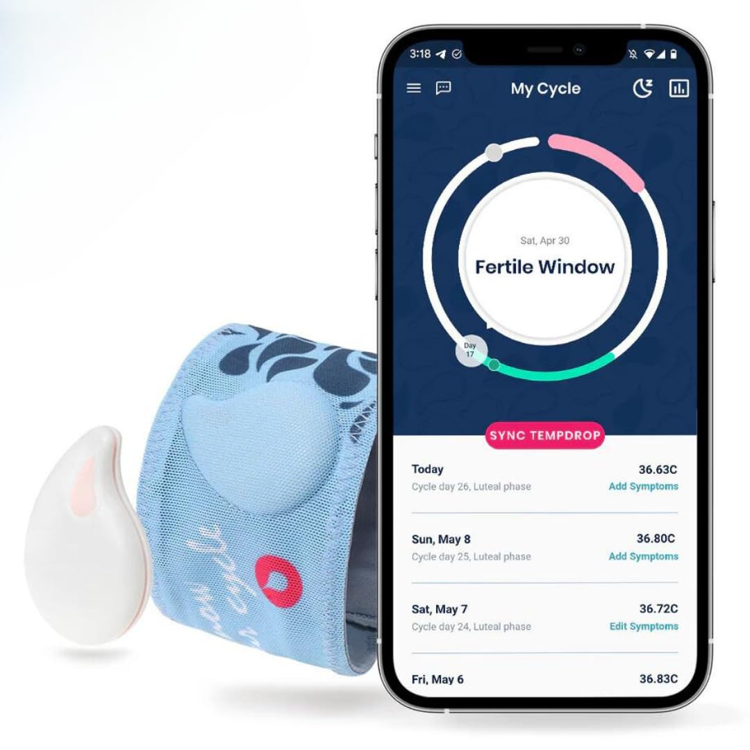 Tempdrop Fertility Monitor | Monitors Basal Body Temperature while you Sleep | Fertility Ovulation Tracker with Armband, Wearable Sensor & Charting App for your Smartphone