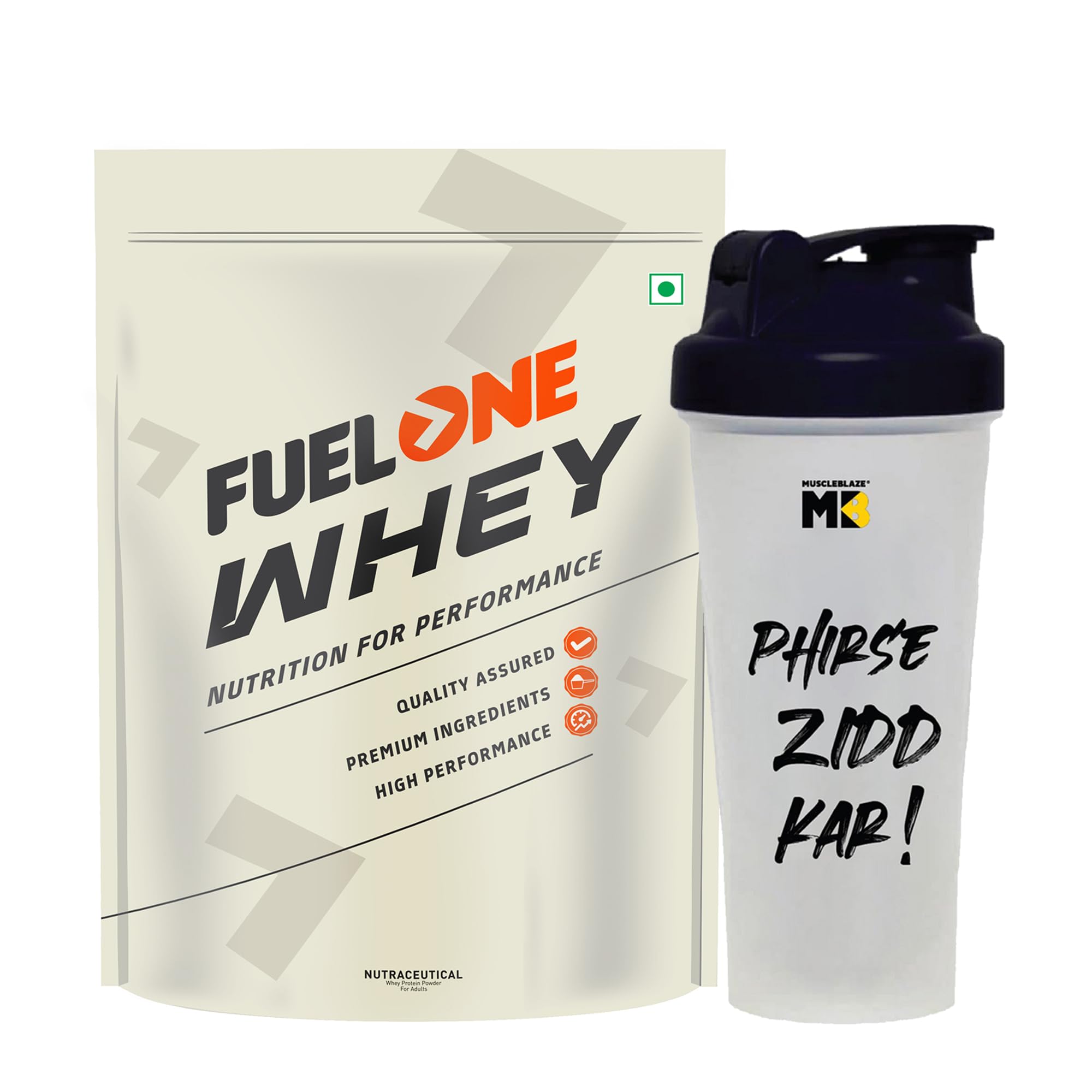 FUELONE Whey Protein (Chocolate, 1kg / 2.2lbs) with Shaker, 650ml | Combo Pack | 24g Protein | 5.29g BCAA, 4.2g Glutamic Acid