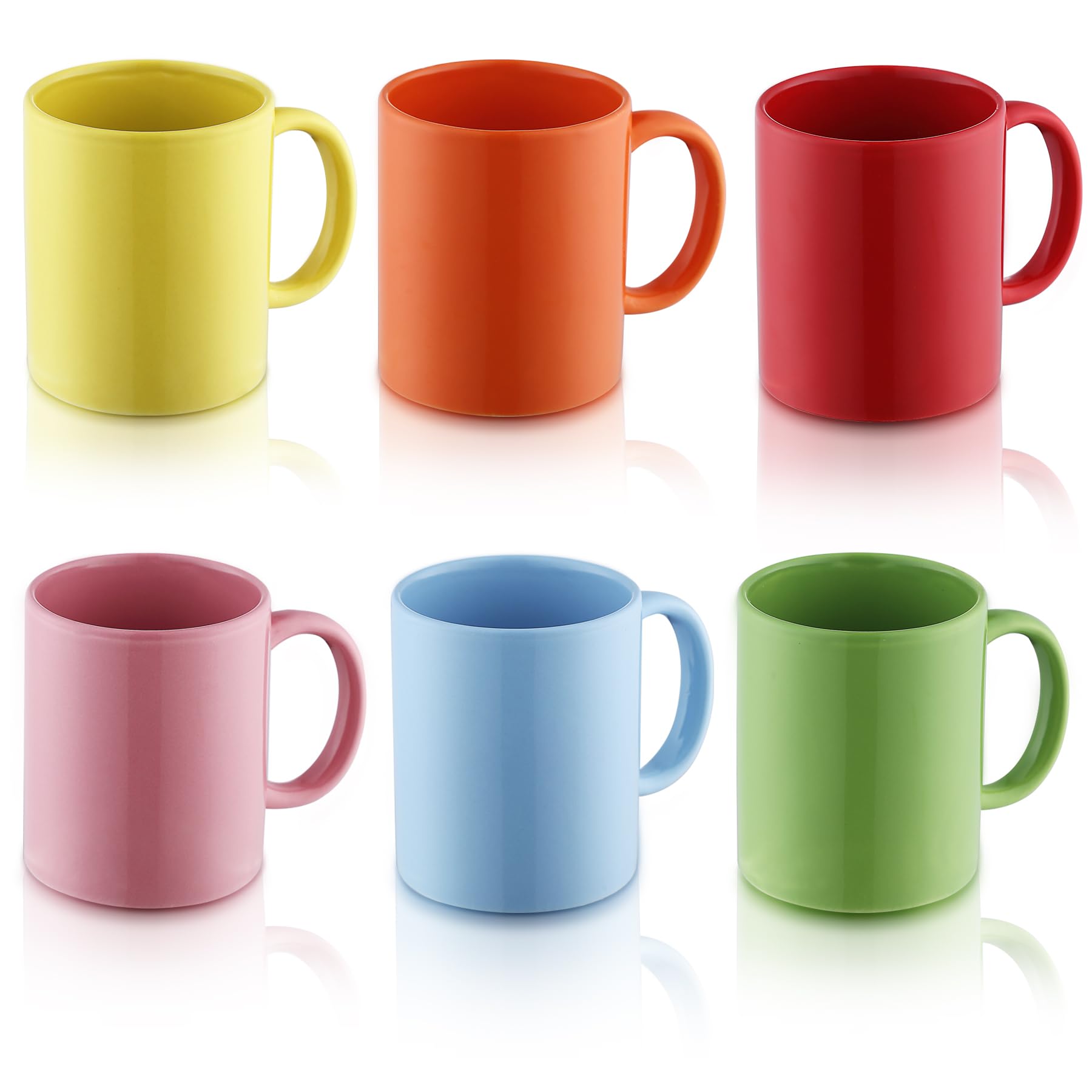 Evanda Mug Set 6 Pieces, Large 12 oz Cups for Coffee, Tea, and Mulled Drinks, Dishwasher Safe (Mixed Color)