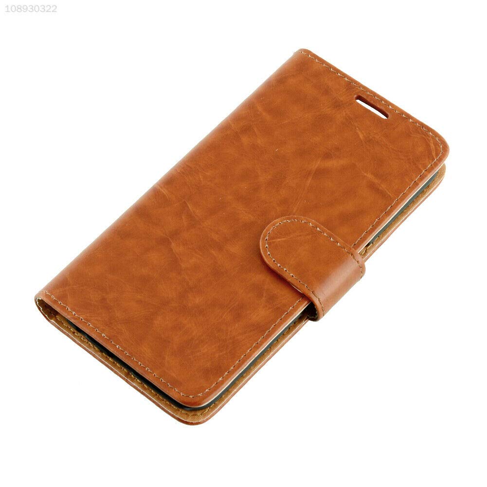 2AB6 Brown Premium Leather Flip Case Cover one-fold Protector for Galaxy S6