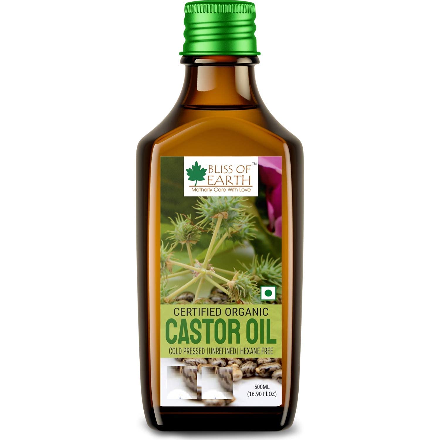 Bliss of Earth 500ML Certified Organic Castor Oil for Hair Growth, Cold Pressed & Hexane Free