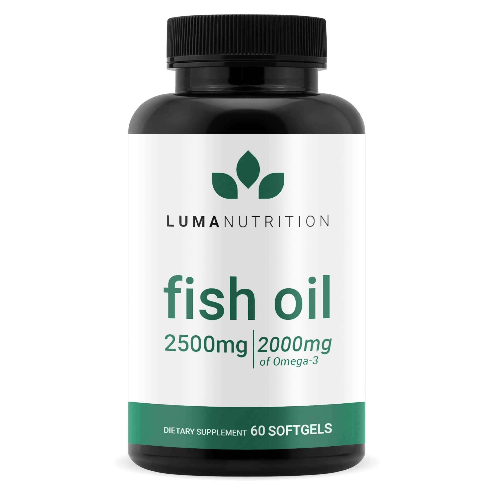 Luma Nutrition Omega 3 Fish Oil Supplement - Extra Strength 2500mg - 2000mg EPA & DHA - Brain and Heart Health - 60 Softgels