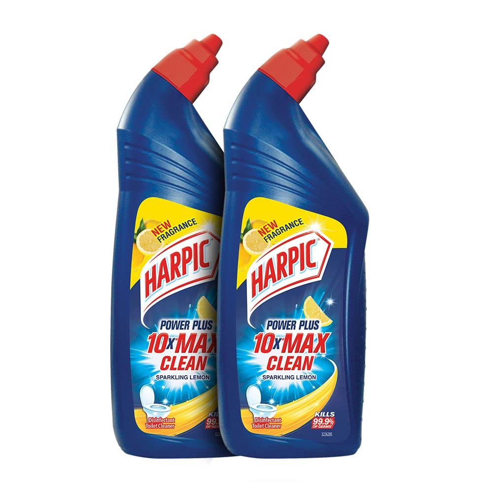 Harpic Disinfectant Toilet Cleaner Liquid, Lemon - 1 Litre (Pack of 2) | Suitable for Toilet Bowls