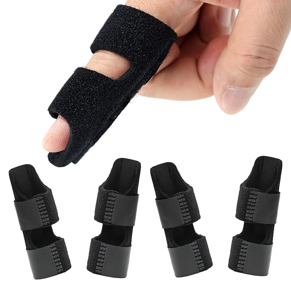 Baetuy Finger Splints, 4 PCS Adjustable Trigger Mallet Finger Splints Brace Support, Broken Finger Straightener for Finger Pain Relief, Locking Finger Tendon, Finger Stabilizer