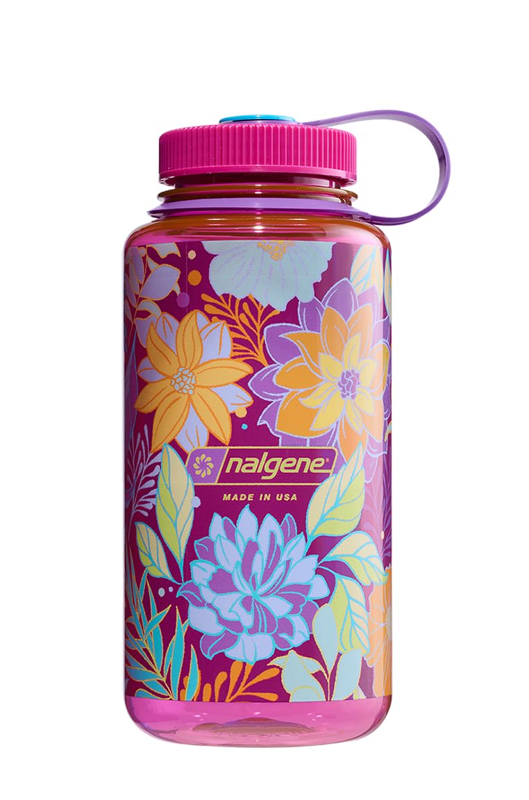 Nalgene Sustain 32 oz. Wide Mouth Water Bottle - Magenta Botanical Florals