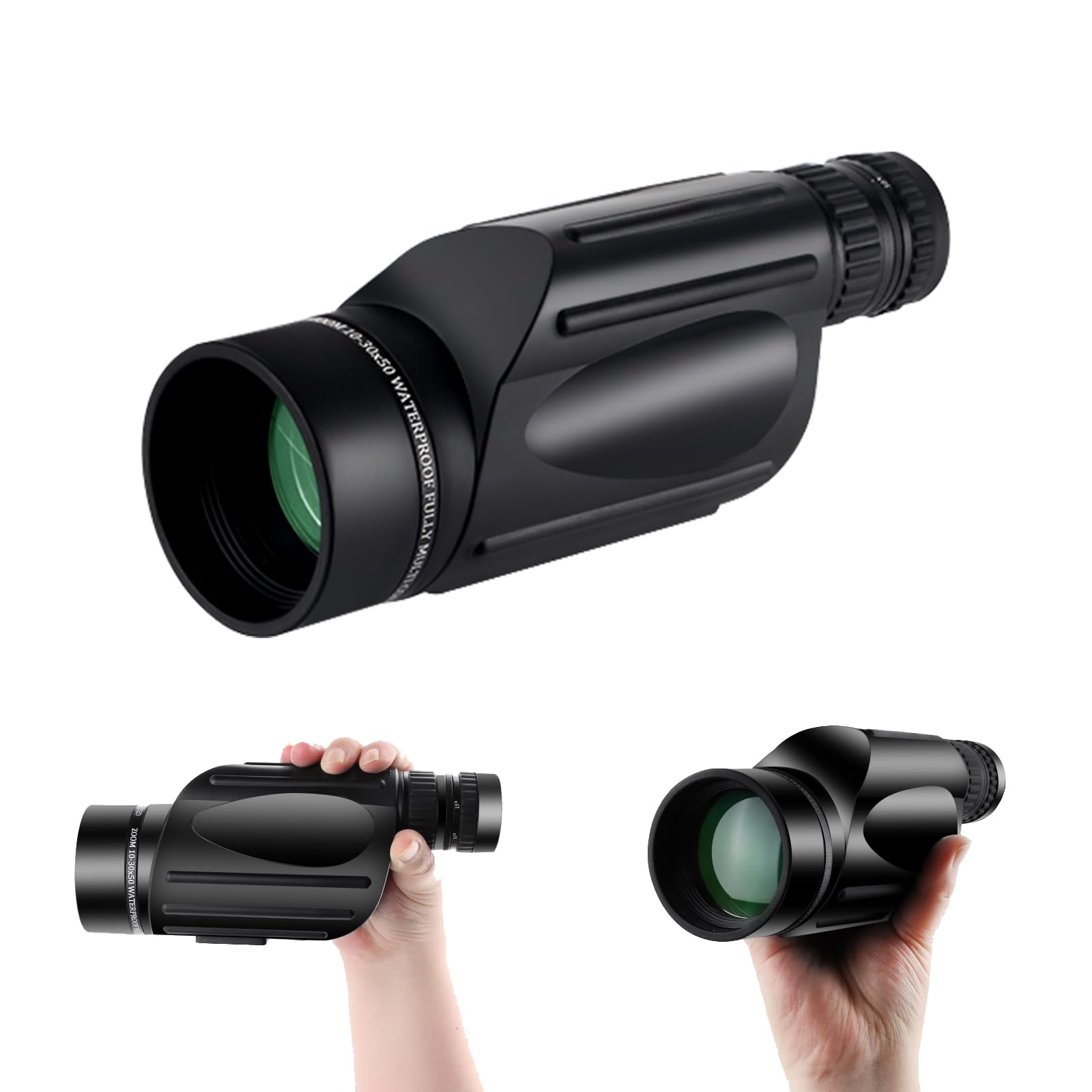 FOCUHUNTER 10-30X50 Monocular Telescope High Magnification FMC Compact Opticss for Adults Nitrogen-Filled Splash Water Outdoor Bird Watching Travelling Magnifying Telescope