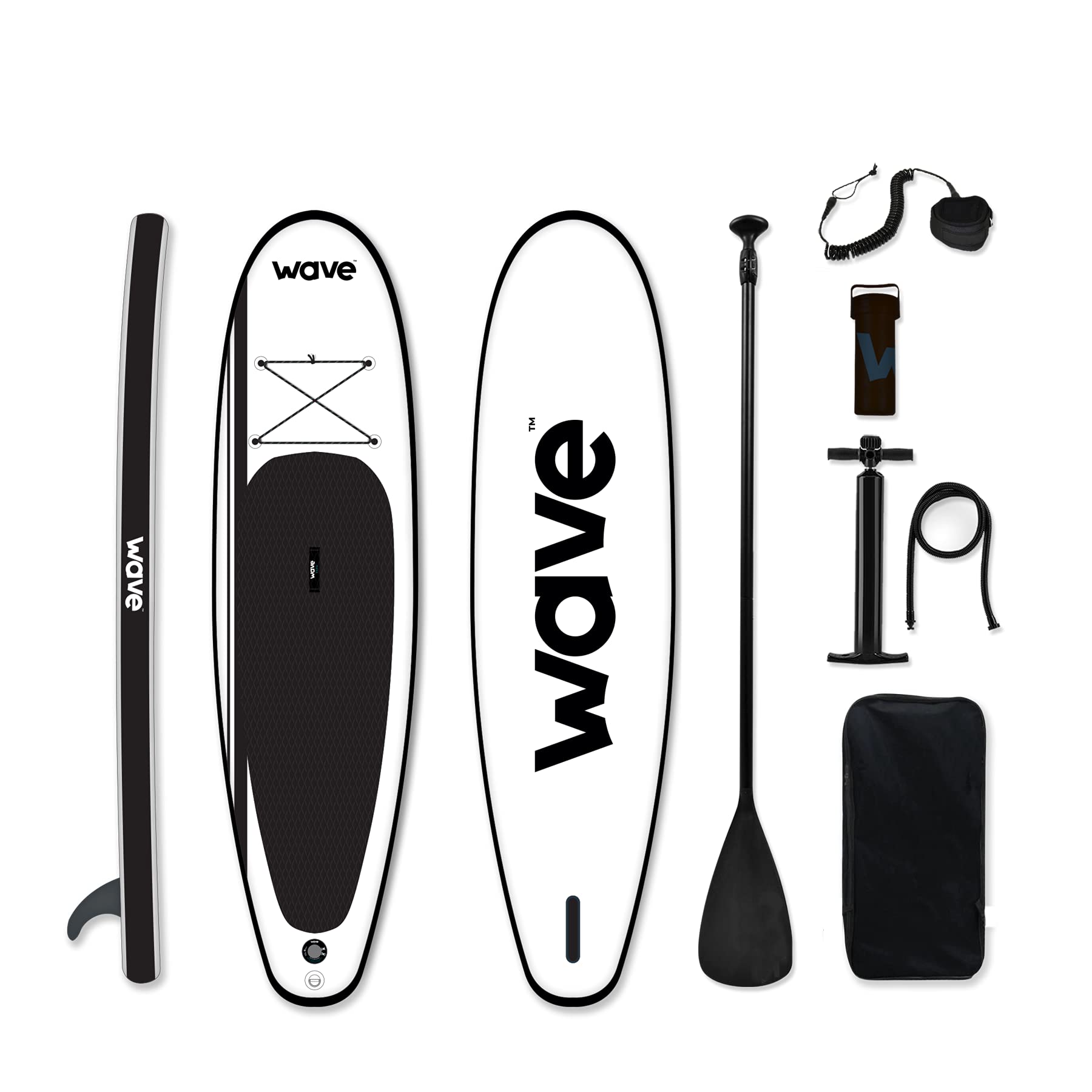 Wave Classic SUP Package | Stand Up Inflatable Paddle Board | 6” Thick | Quality Paddle | All Accessories | 1 Year Warranty | White 11ft