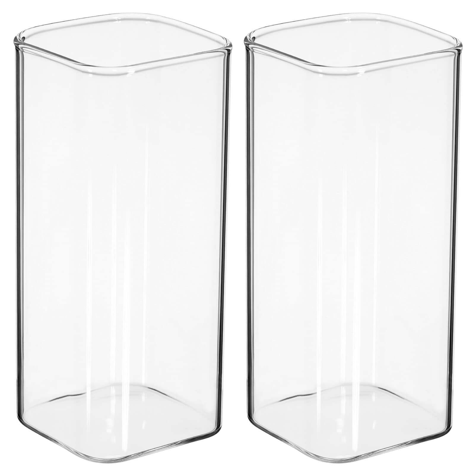 Cabilock 2pcs Square Highball Glasses Water Drinking Cups Insulated Wine Tumblers Cocktail Goblet Beverage Glassware for Dinner Wedding Bar 301-400ML